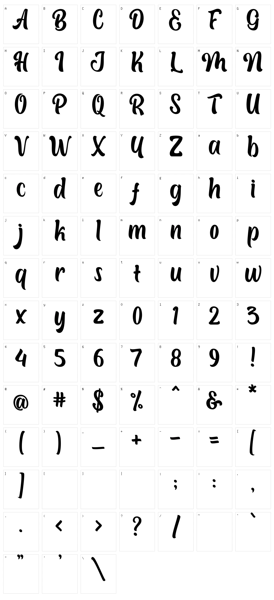 Boughies Character Set