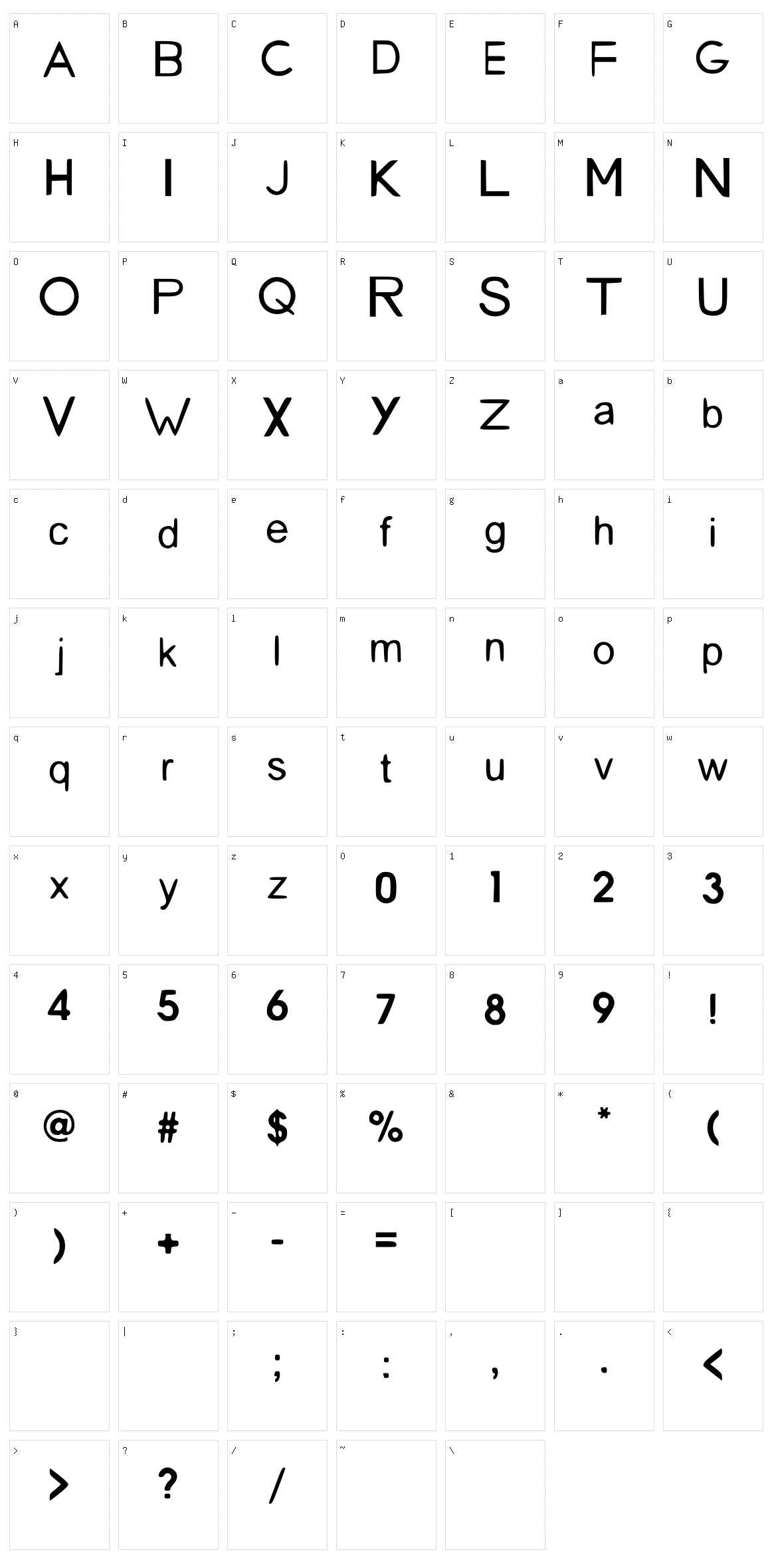 San Diego Font Character Set