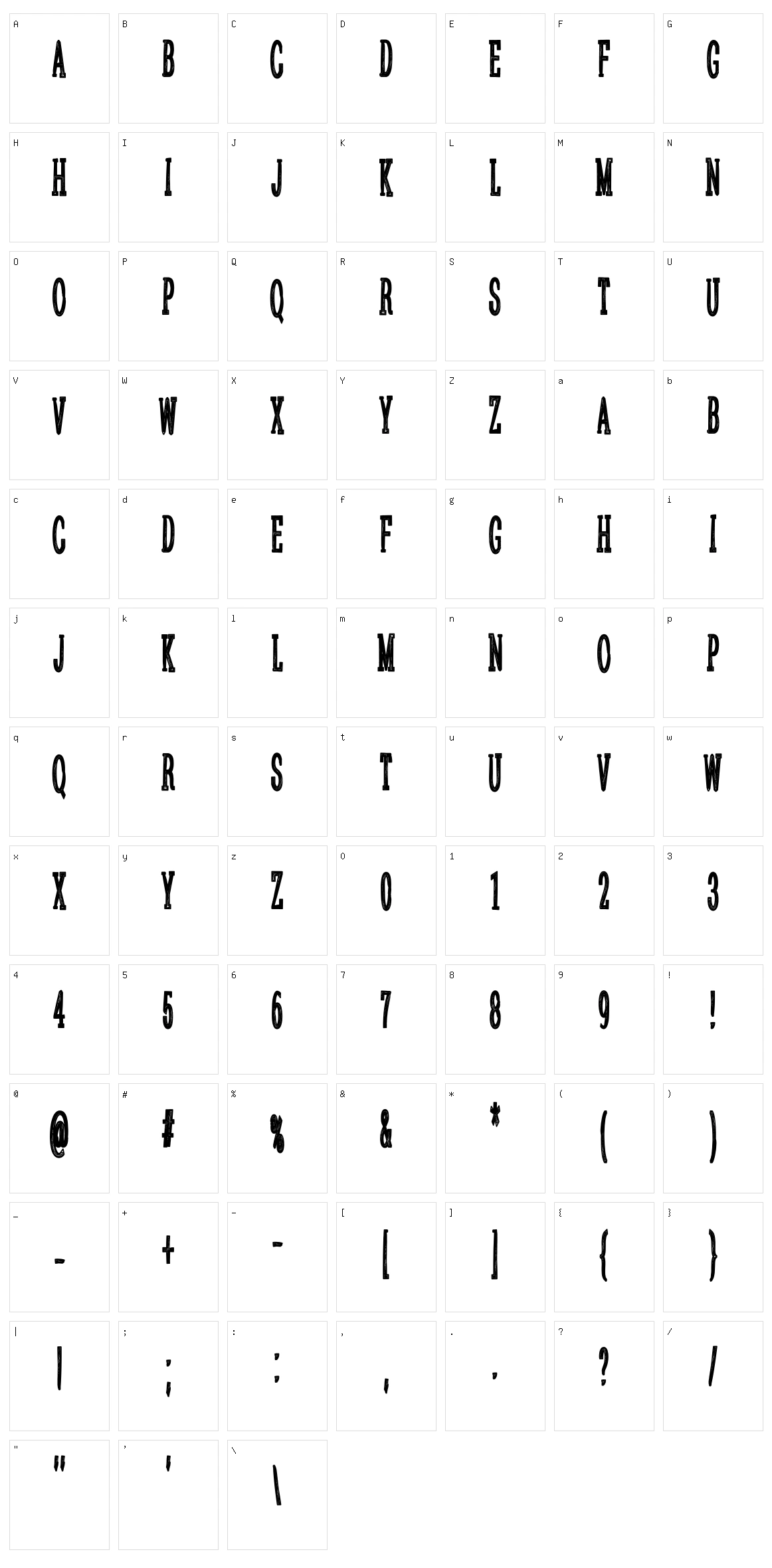 Sanek Character Set