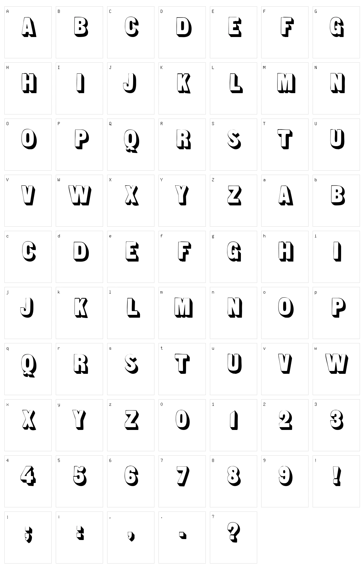 Sans Serif Shaded Character Set