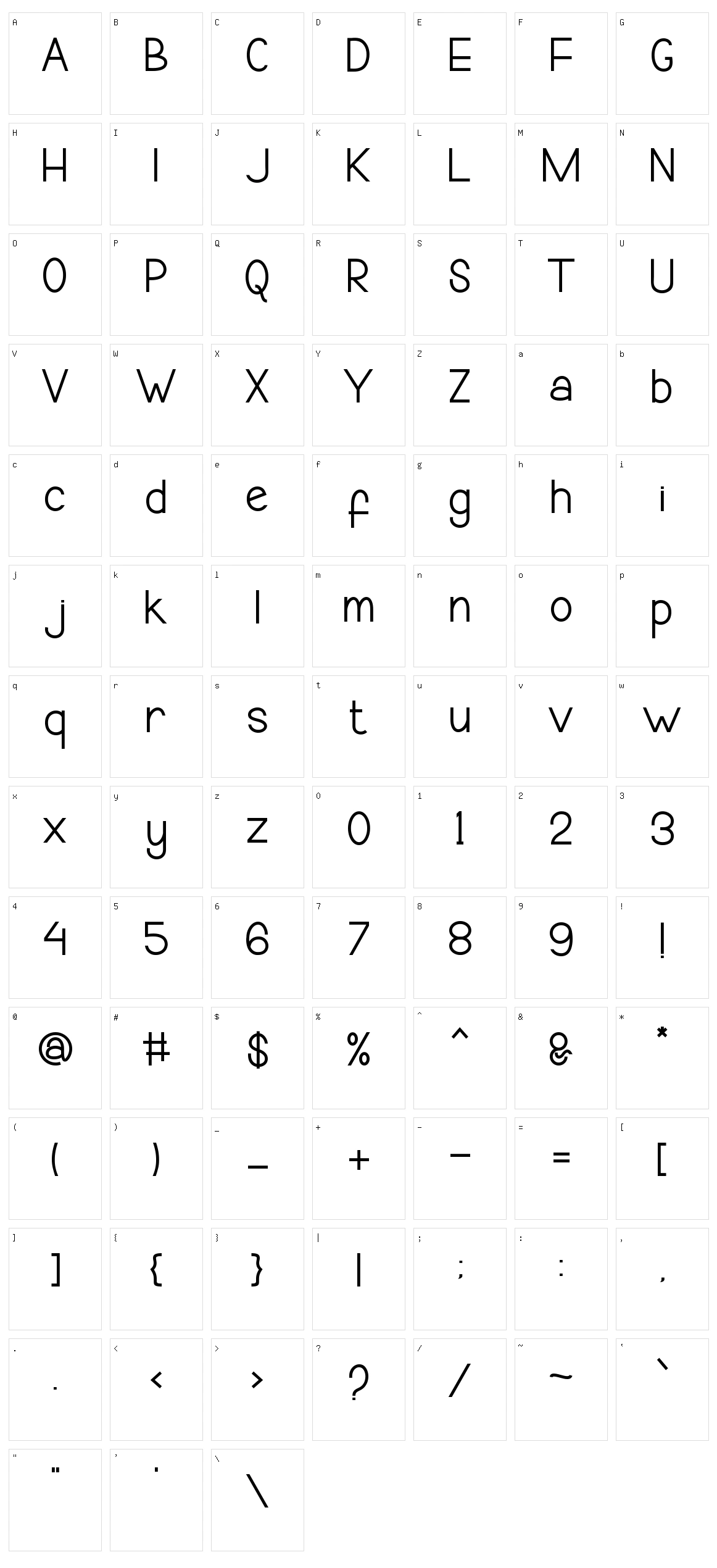 Sansbroo Character Set