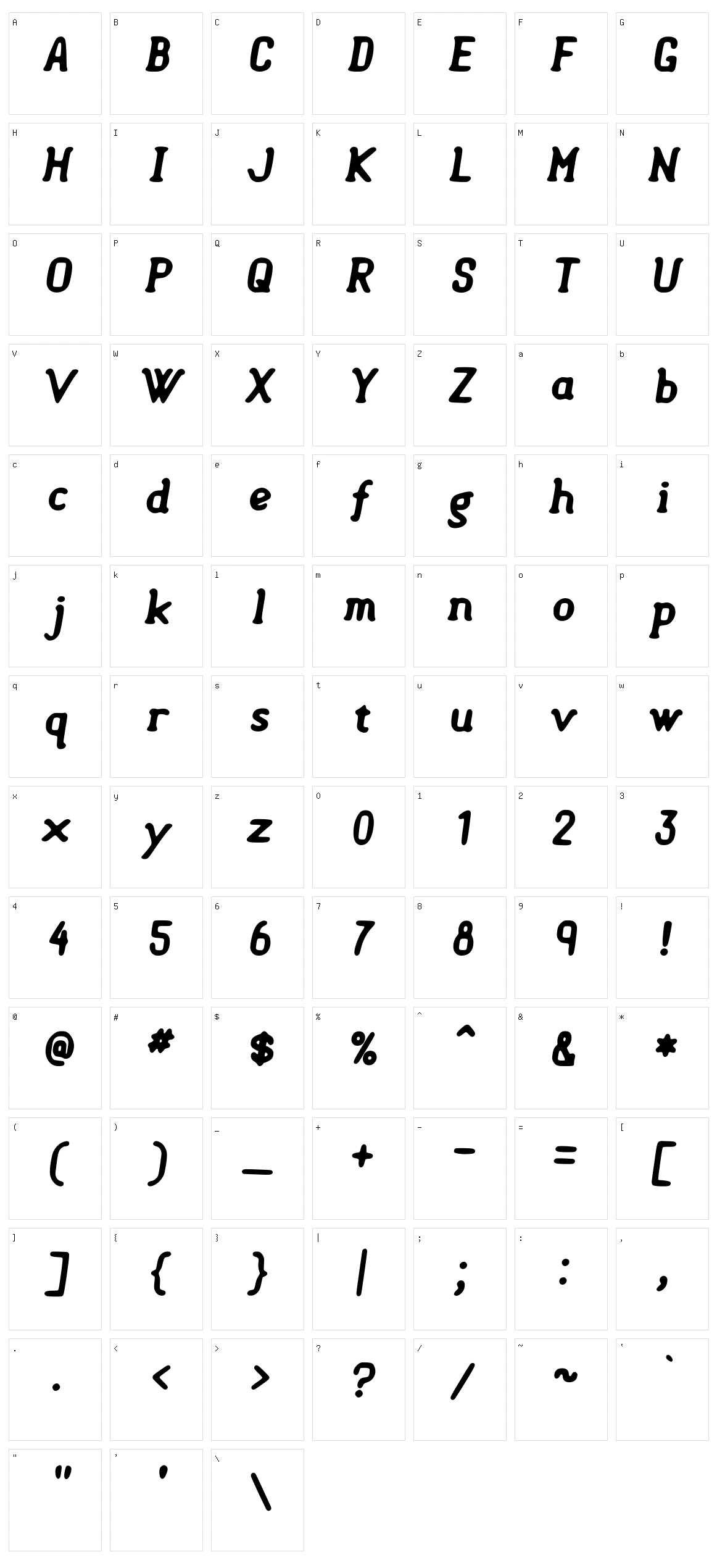 Semi-Sweet Character Set