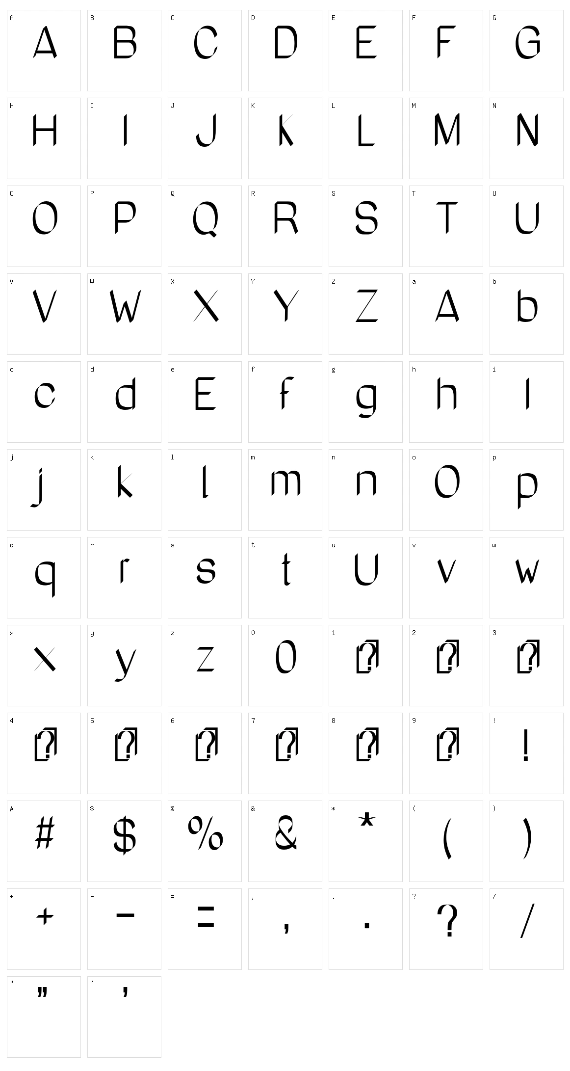 Sensky Character Set