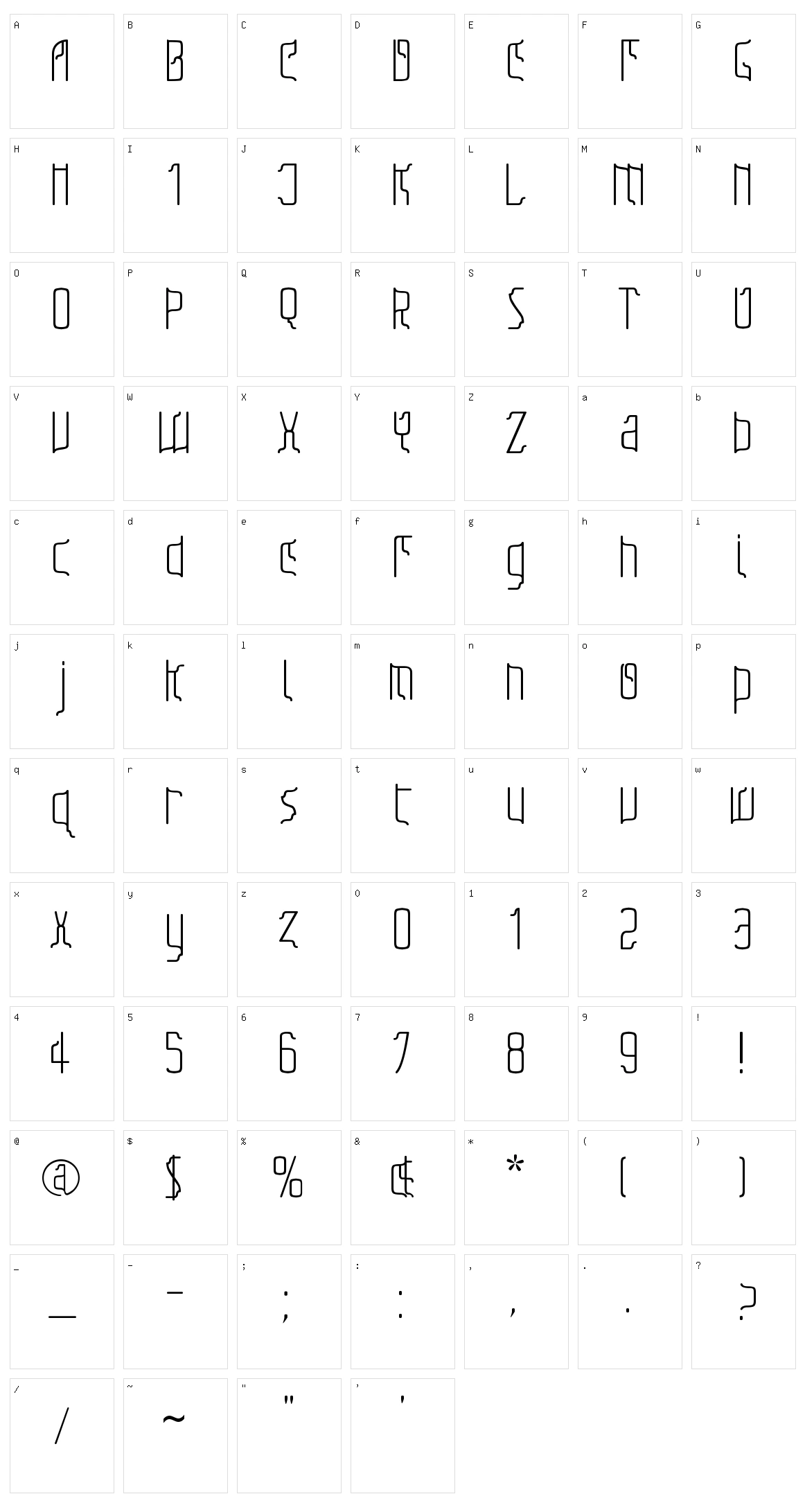 Sfilth Character Set