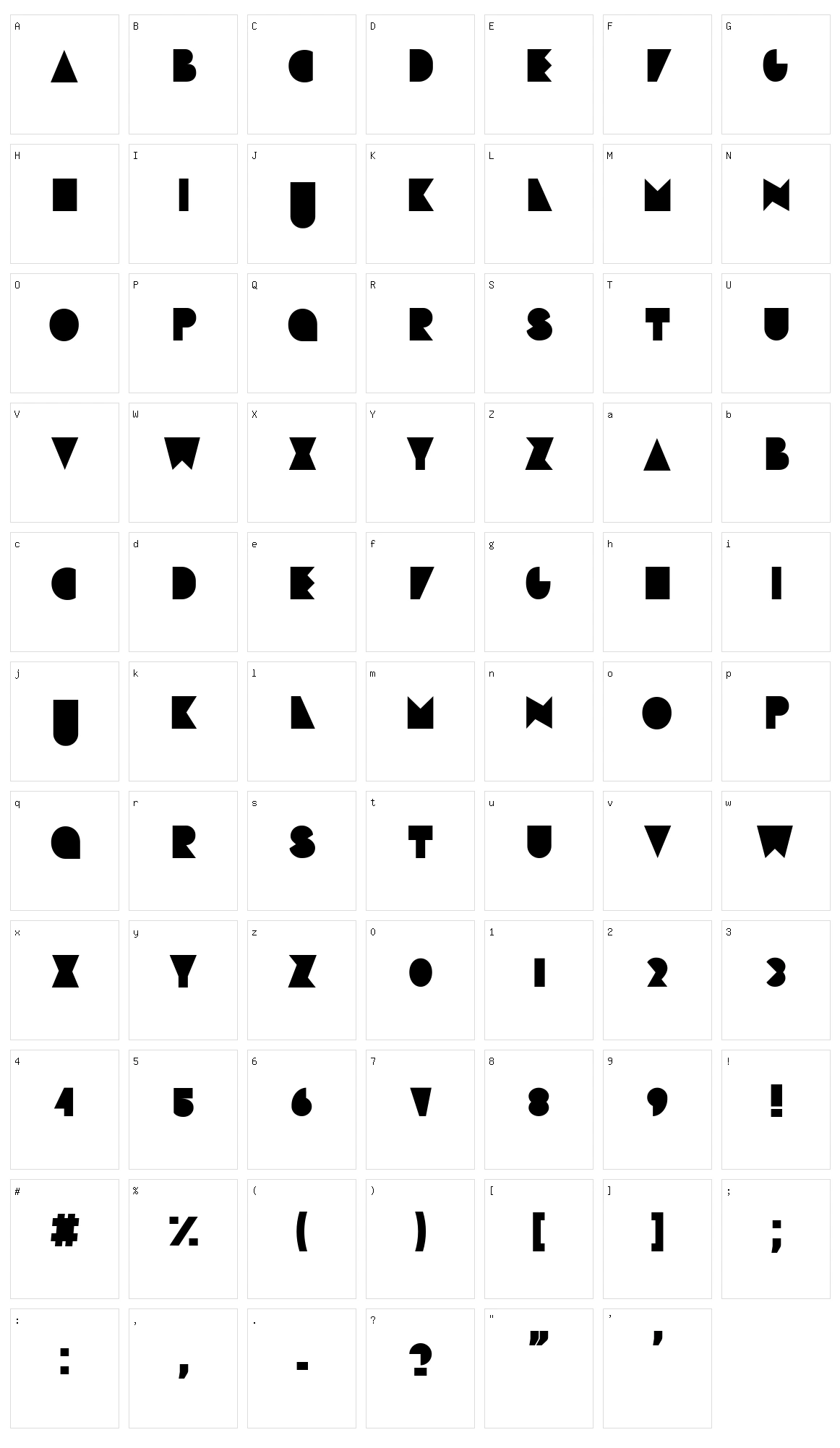 Shape Sans Character Set