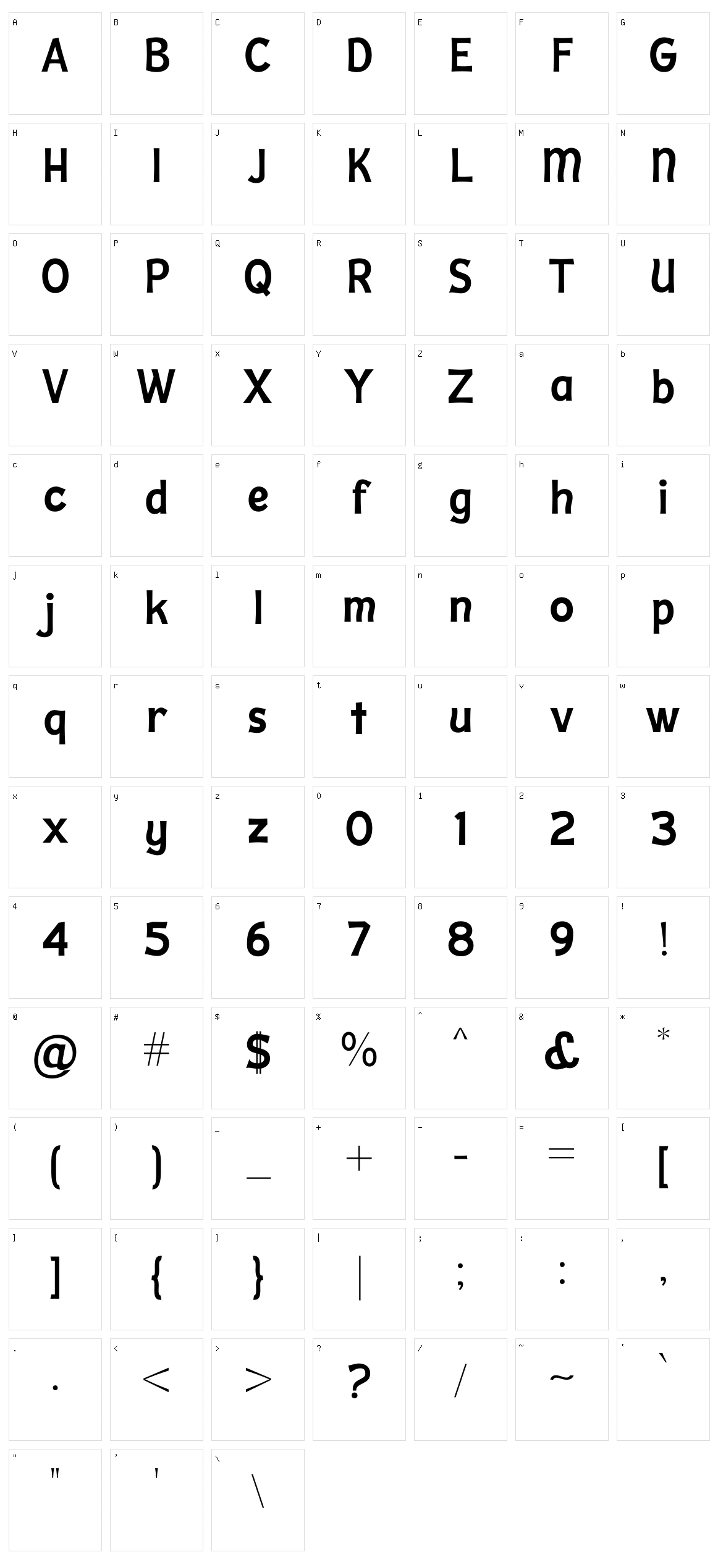 Sheiron Rodina Character Set
