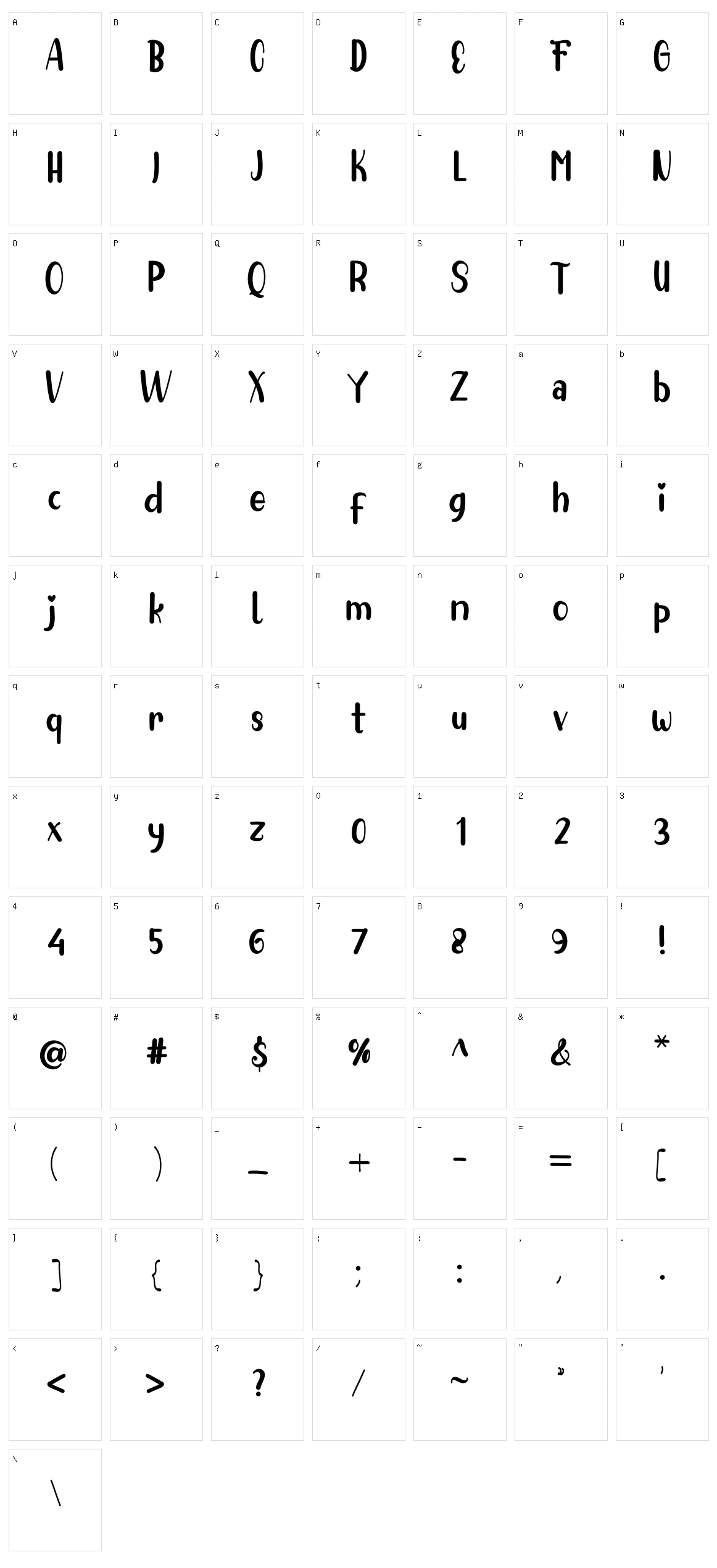 Shine Kejora Character Set