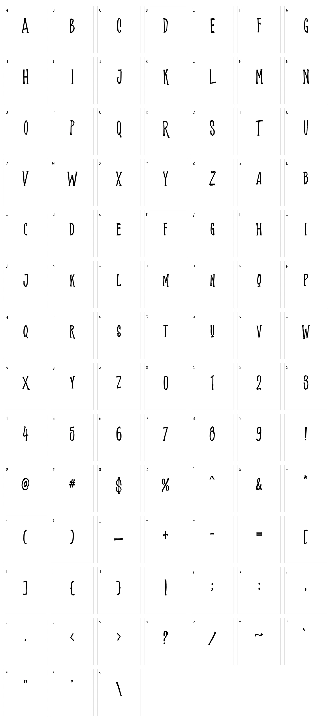Shockbar Character Set
