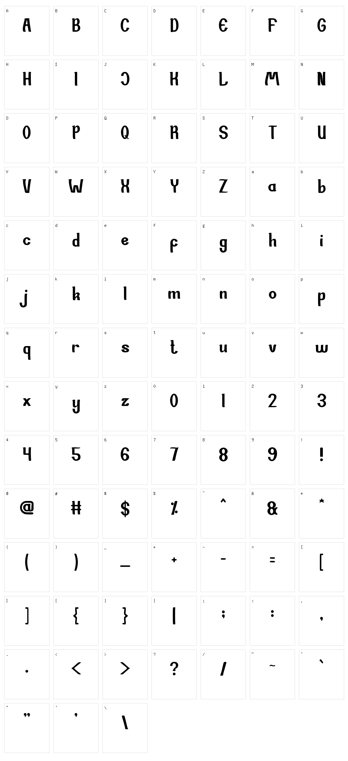 Si Cantik Character Set