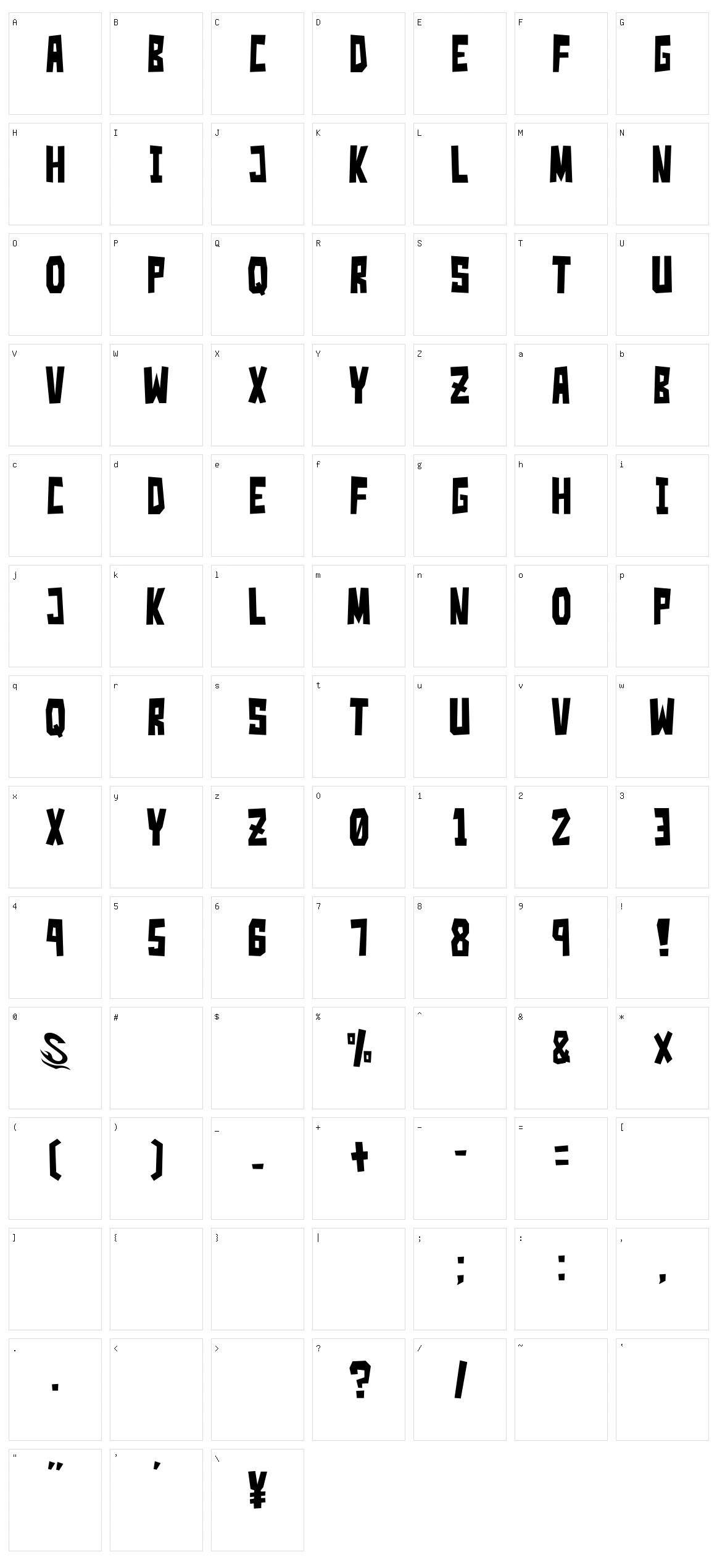 Simple Slum G Character Set