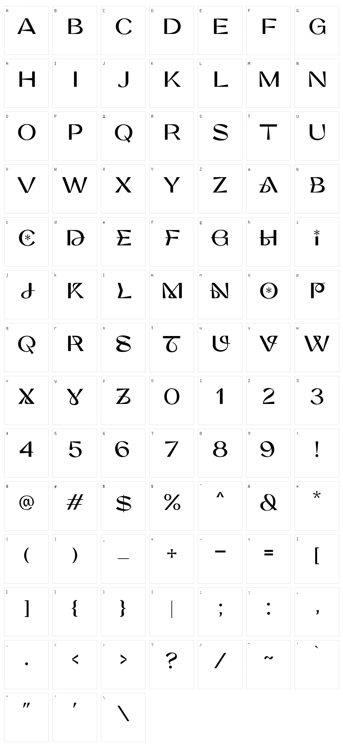 Sinder Character Set