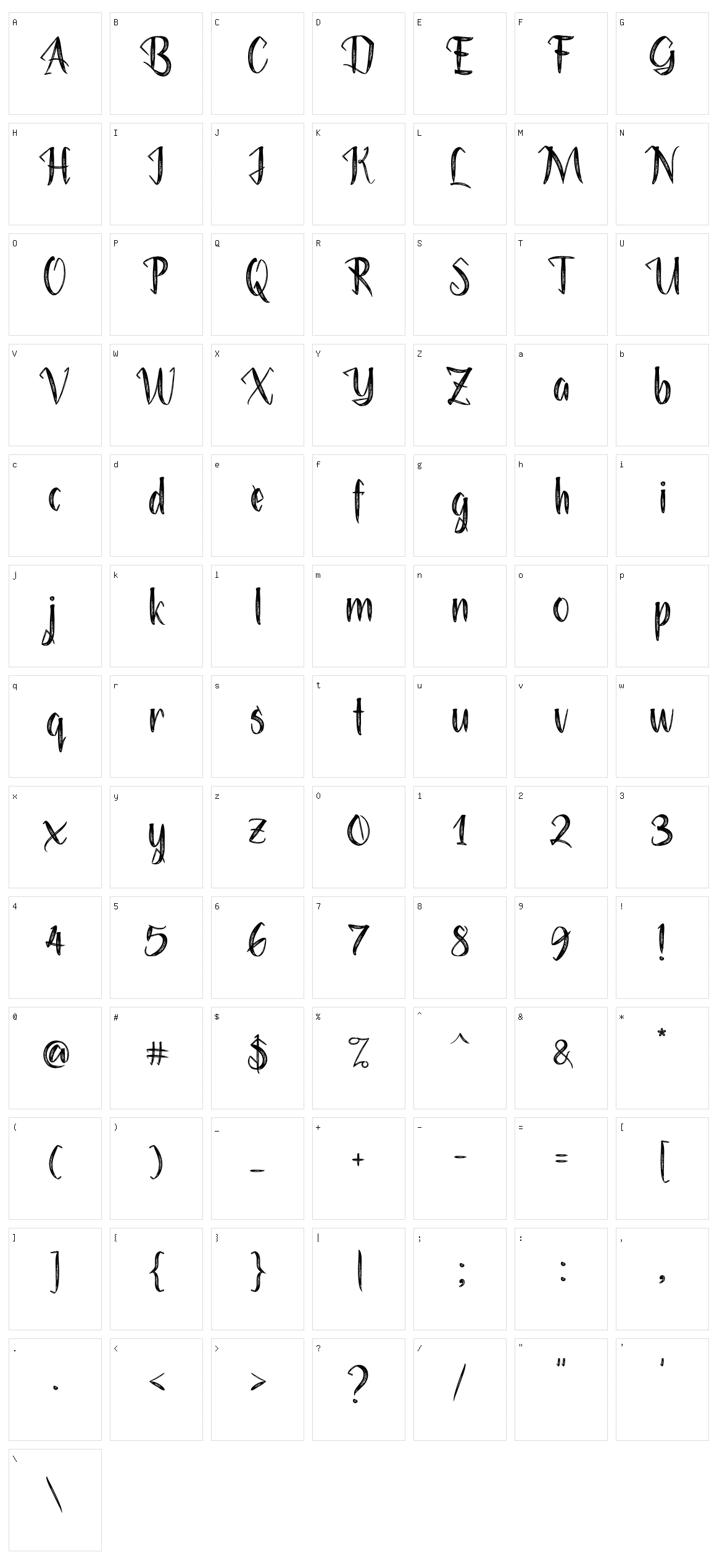 Sinelys Character Set