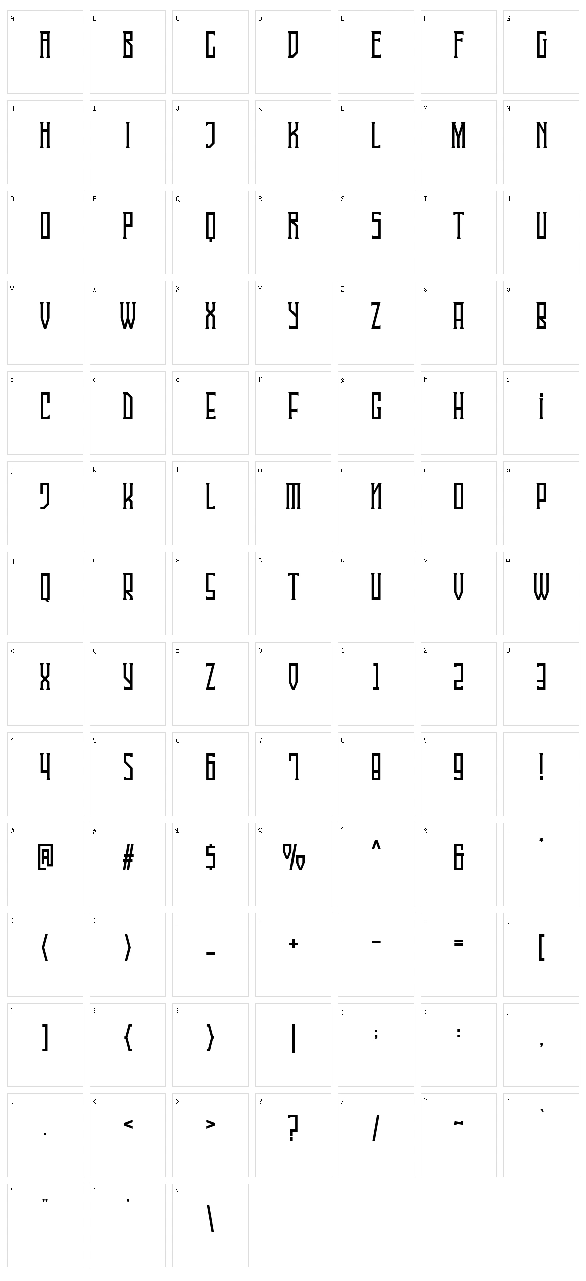 Singa Serif Character Set
