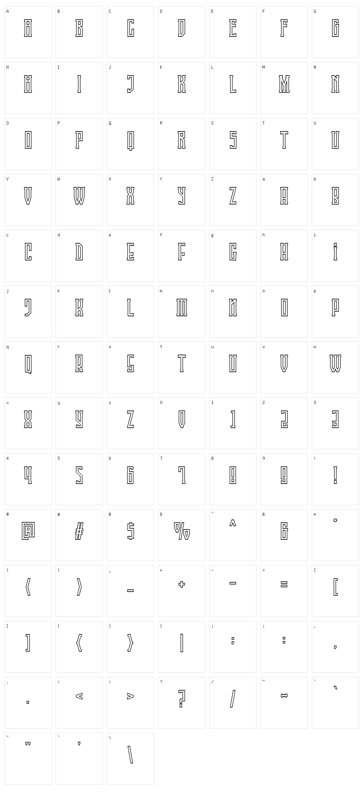 Singa Slab Character Set