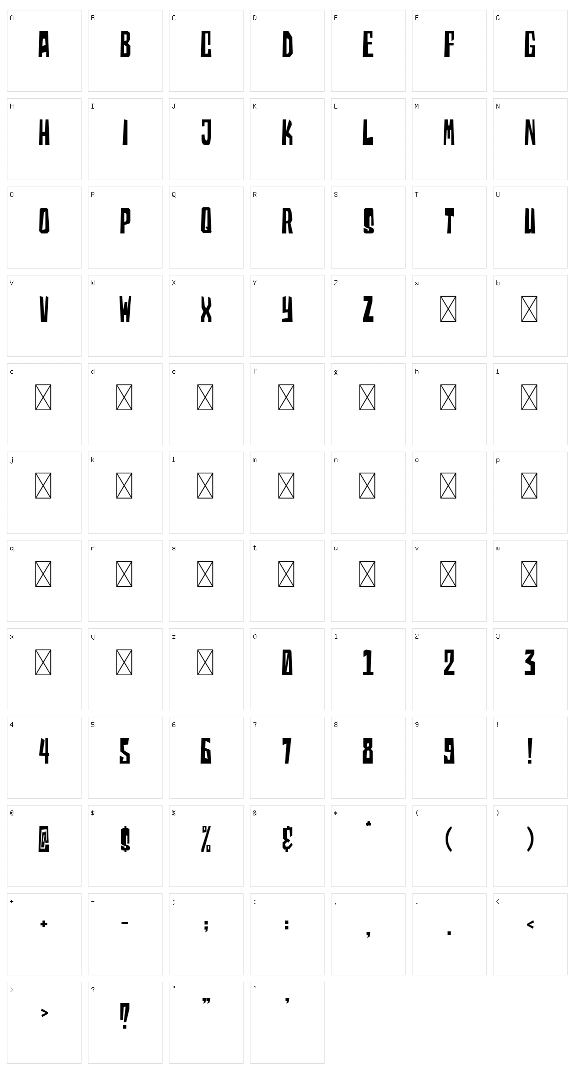 Sizela Character Set