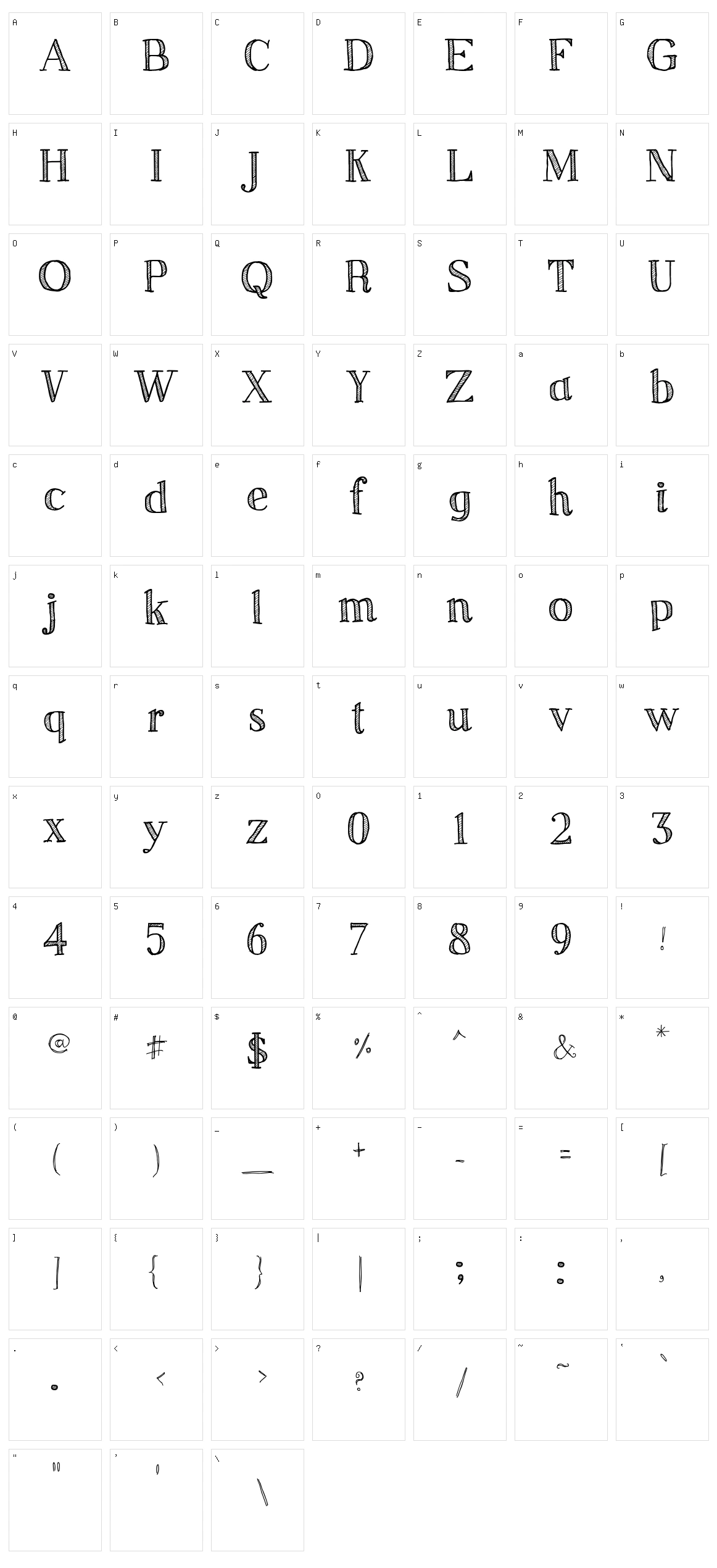 Sketch Serif Character Set