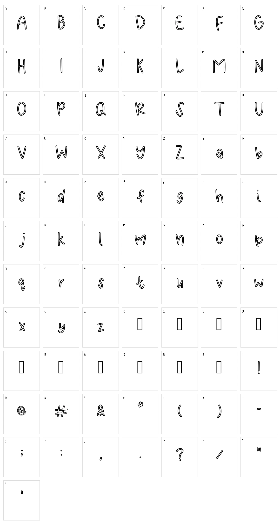 Skinny Outlines Character Set