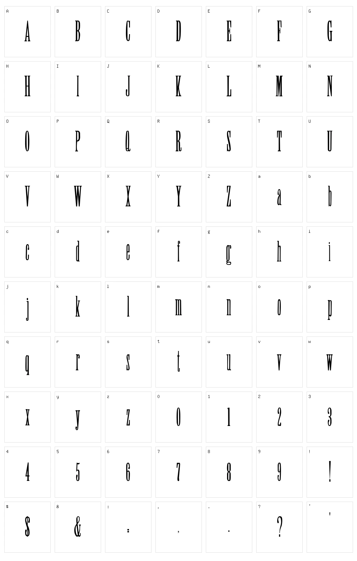 Sky High Character Set