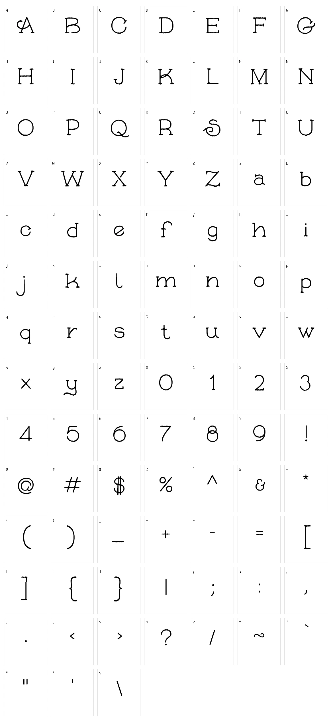 Skybird Character Set