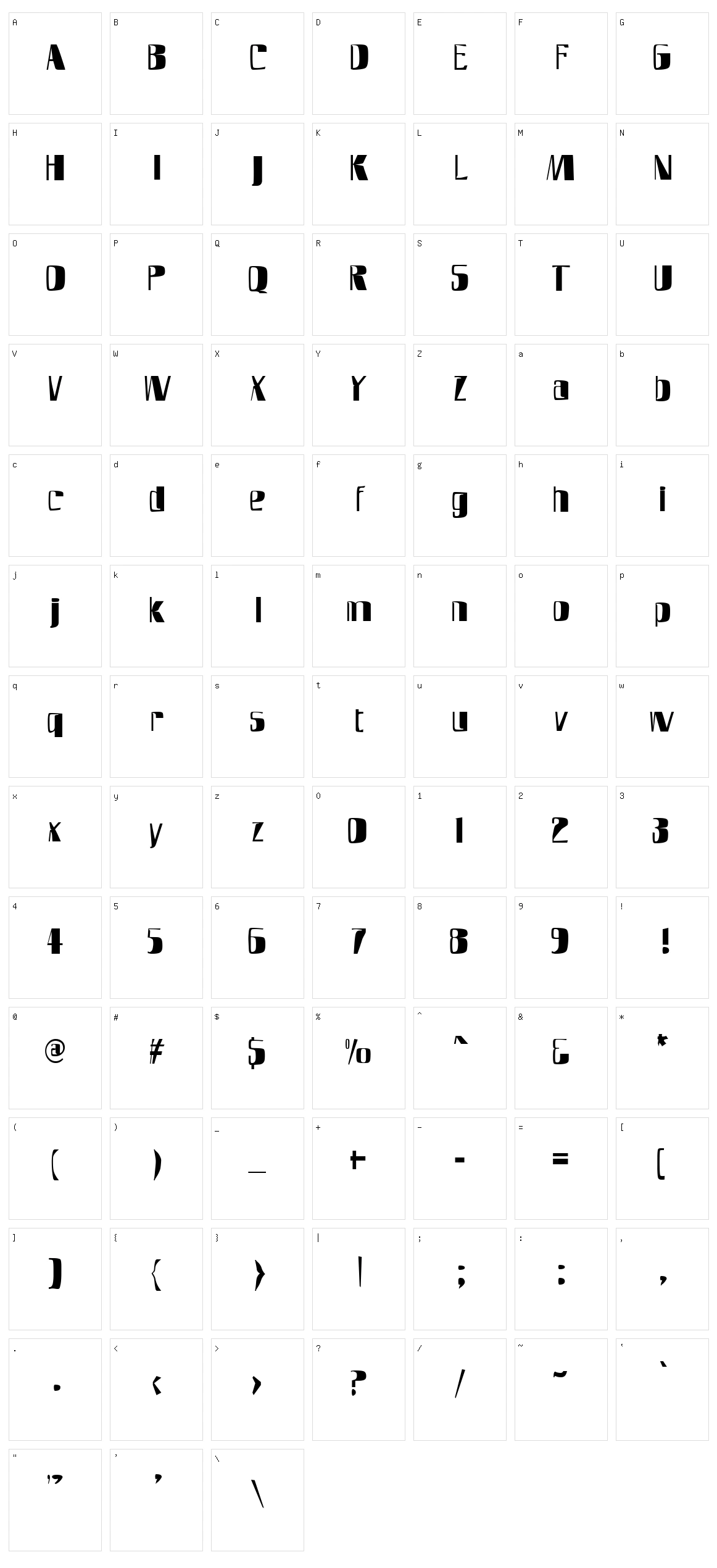 SlimFast AH Character Set
