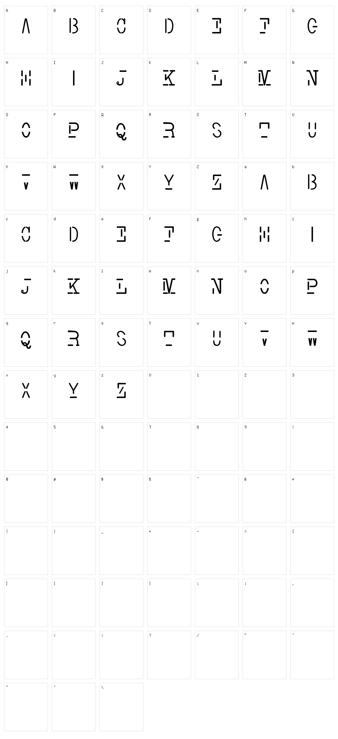 Smith Typewriter Character Set