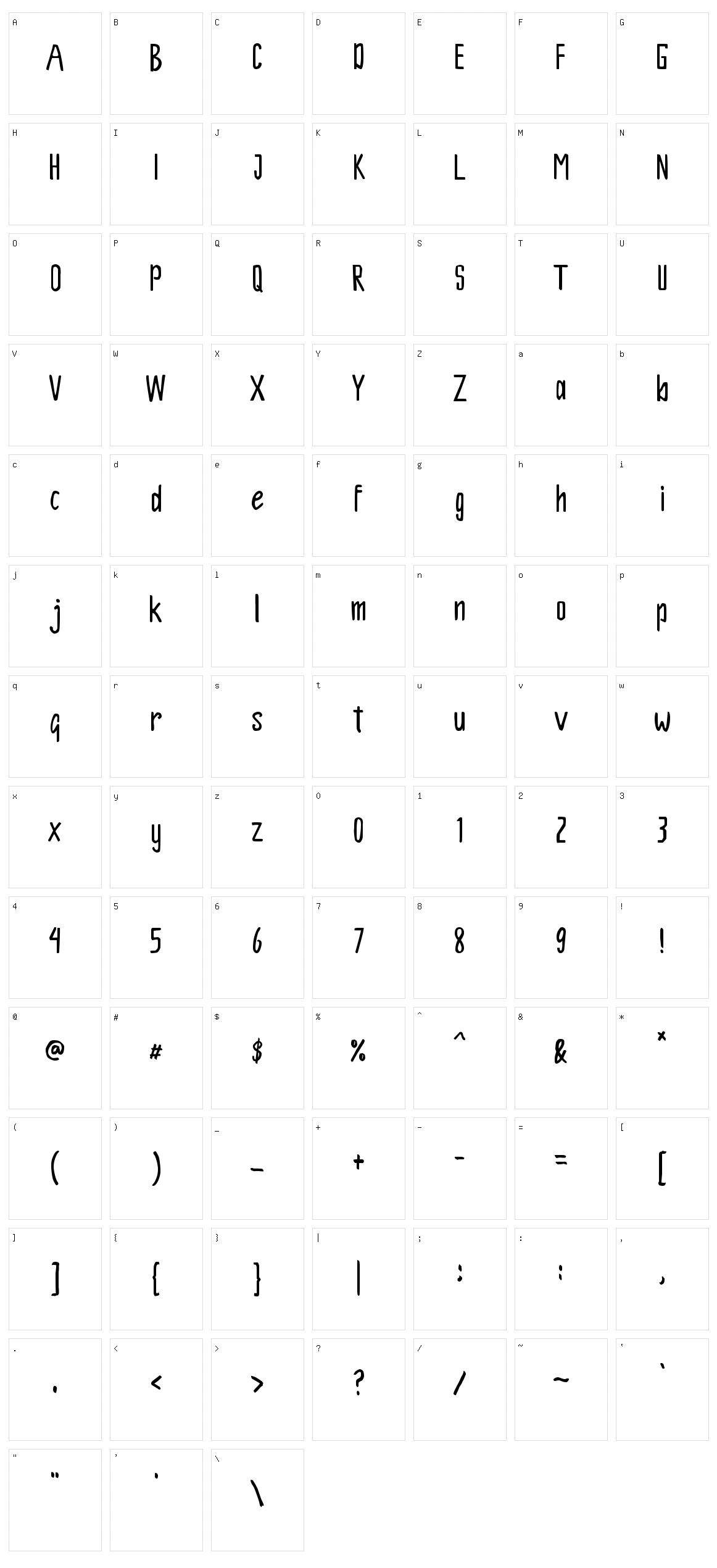 Spidole Character Set