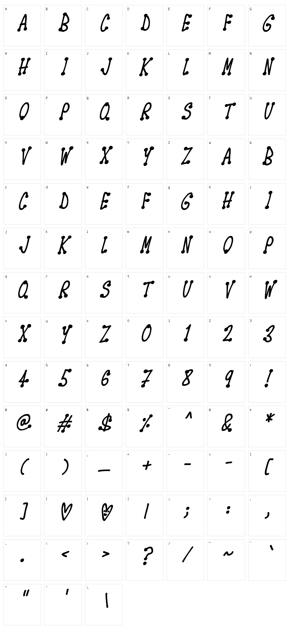 Spotsticks Character Set