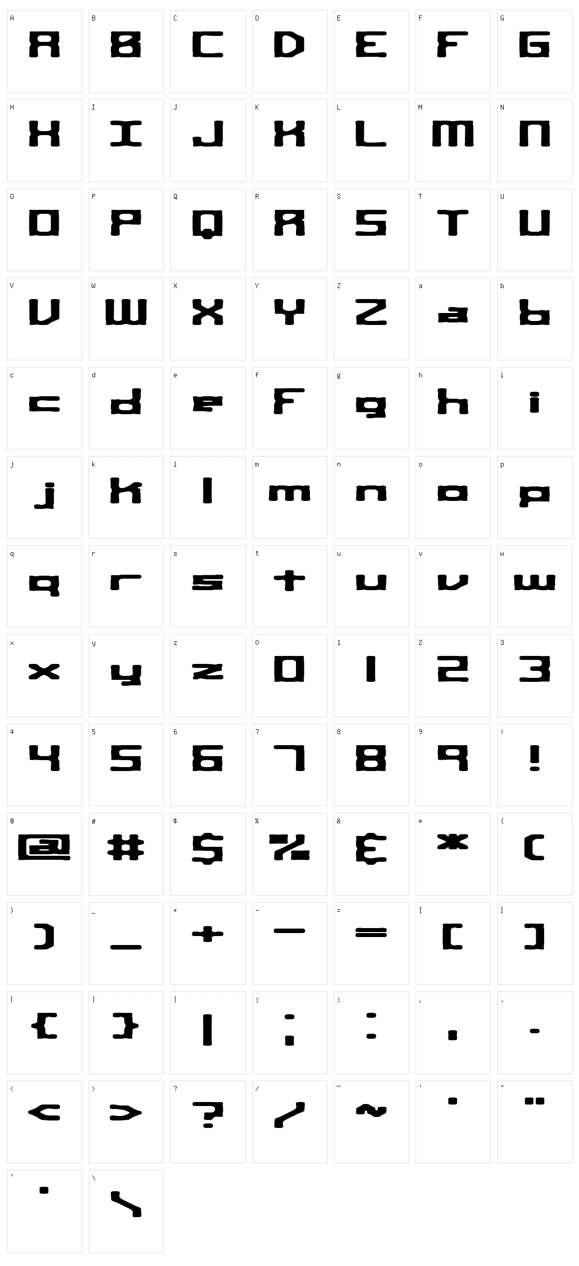 Square Route BRK Character Set