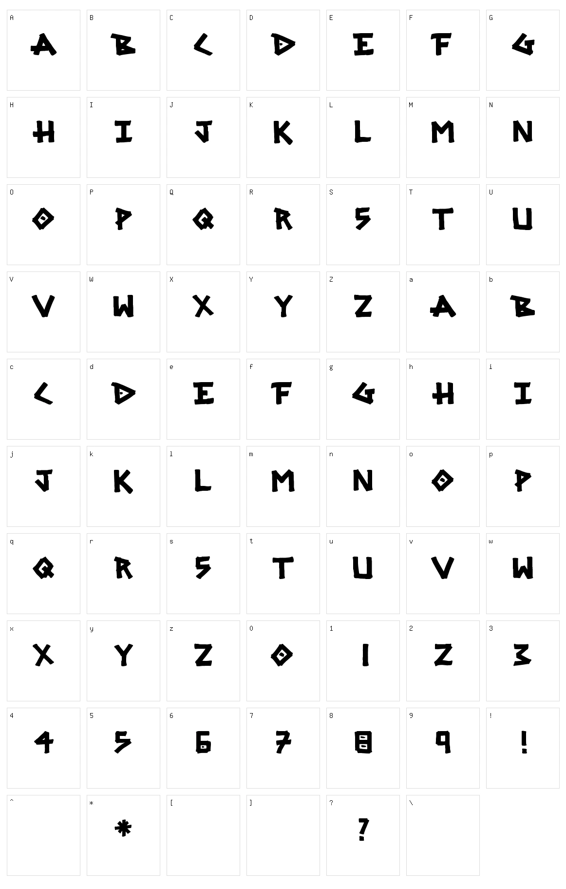 SRG Marker Character Set