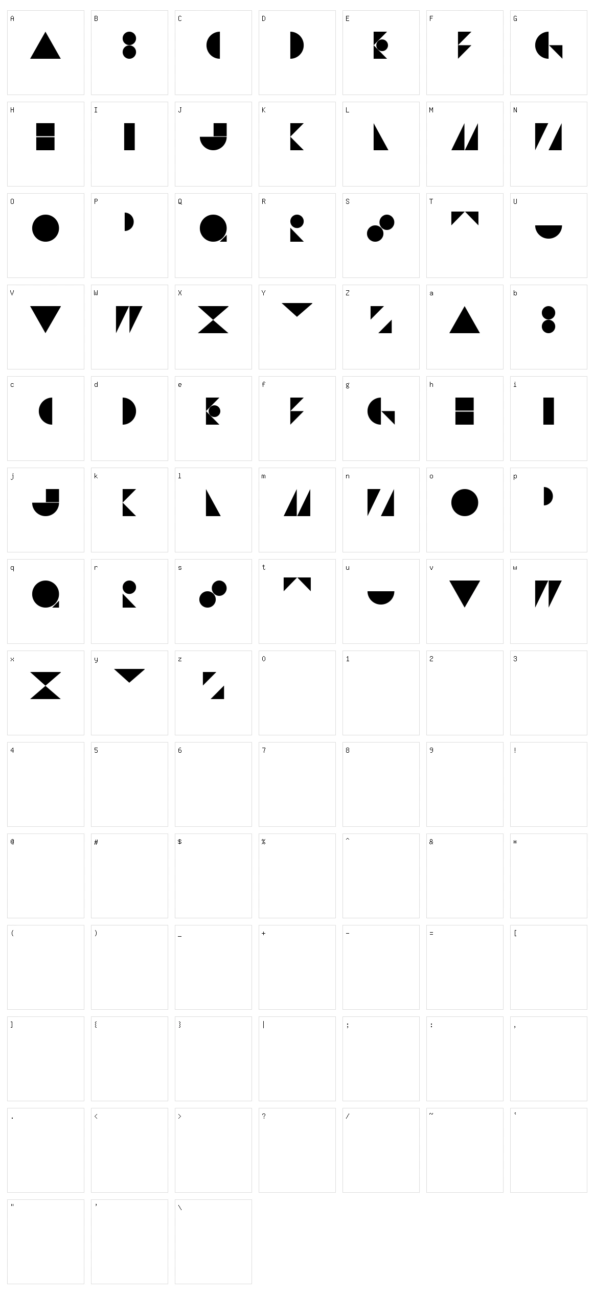 St Bookashade Character Set