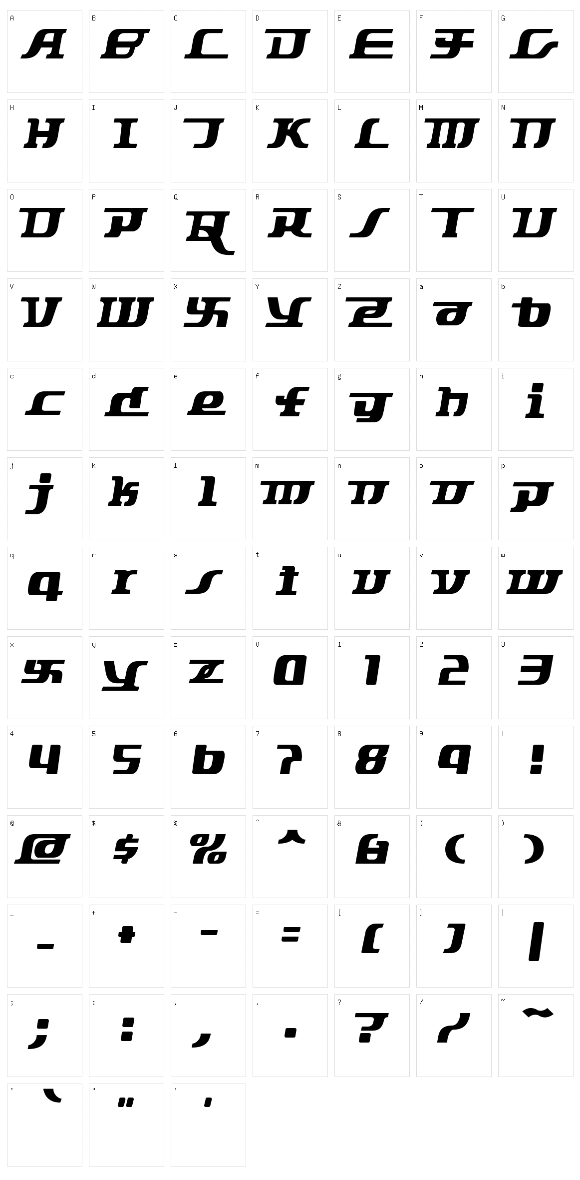 Starbat Character Set