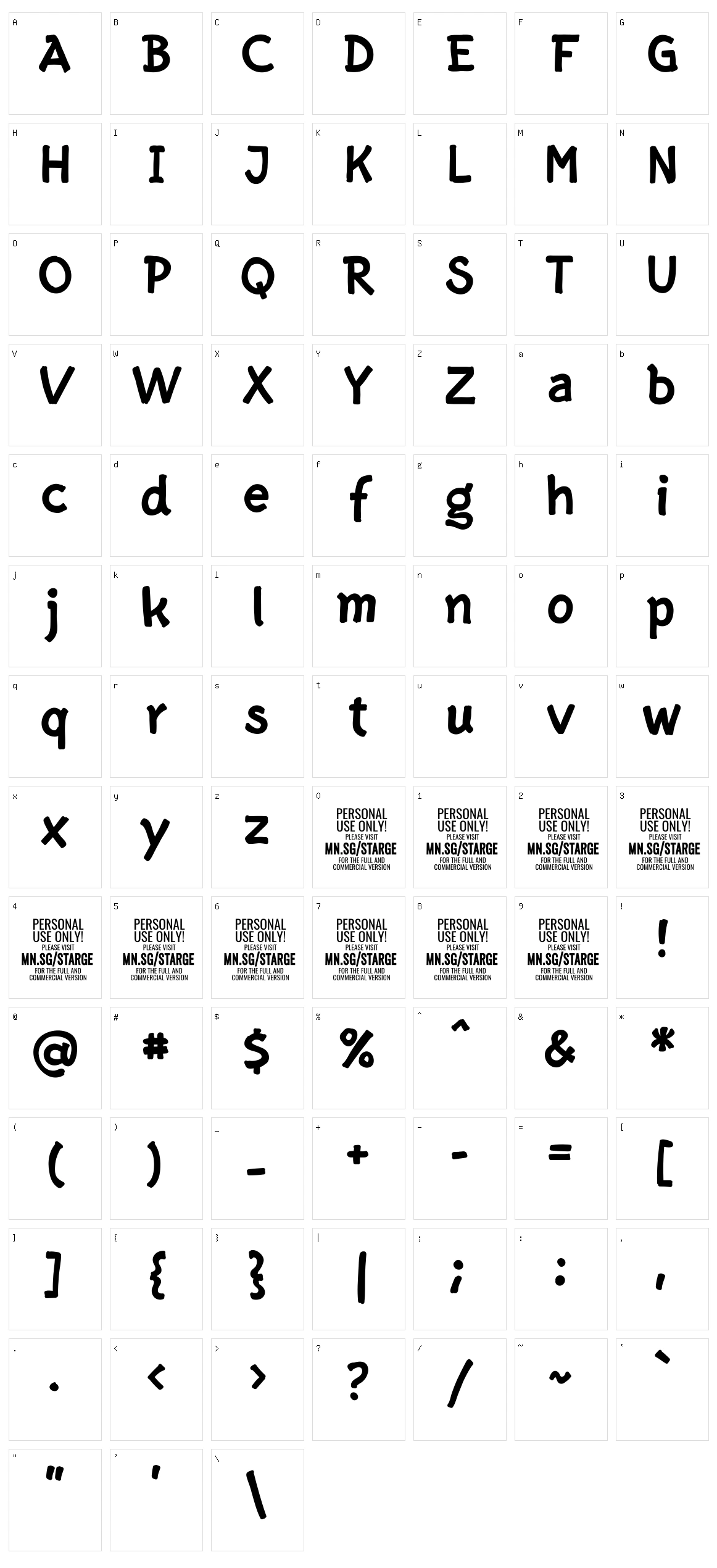Starge Character Set