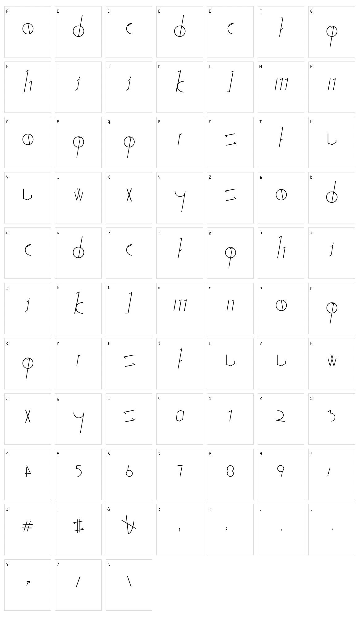 Sticks & Stones Character Set