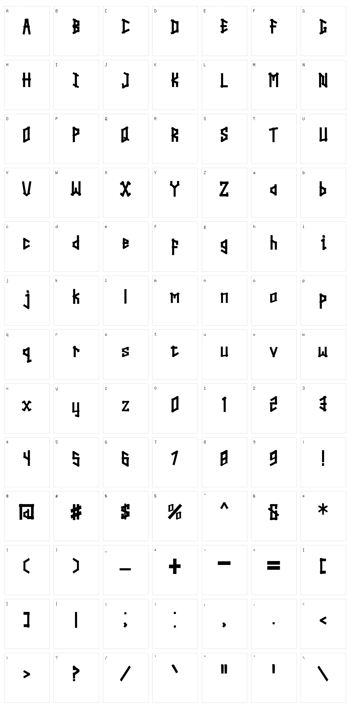 Straightwell Character Set