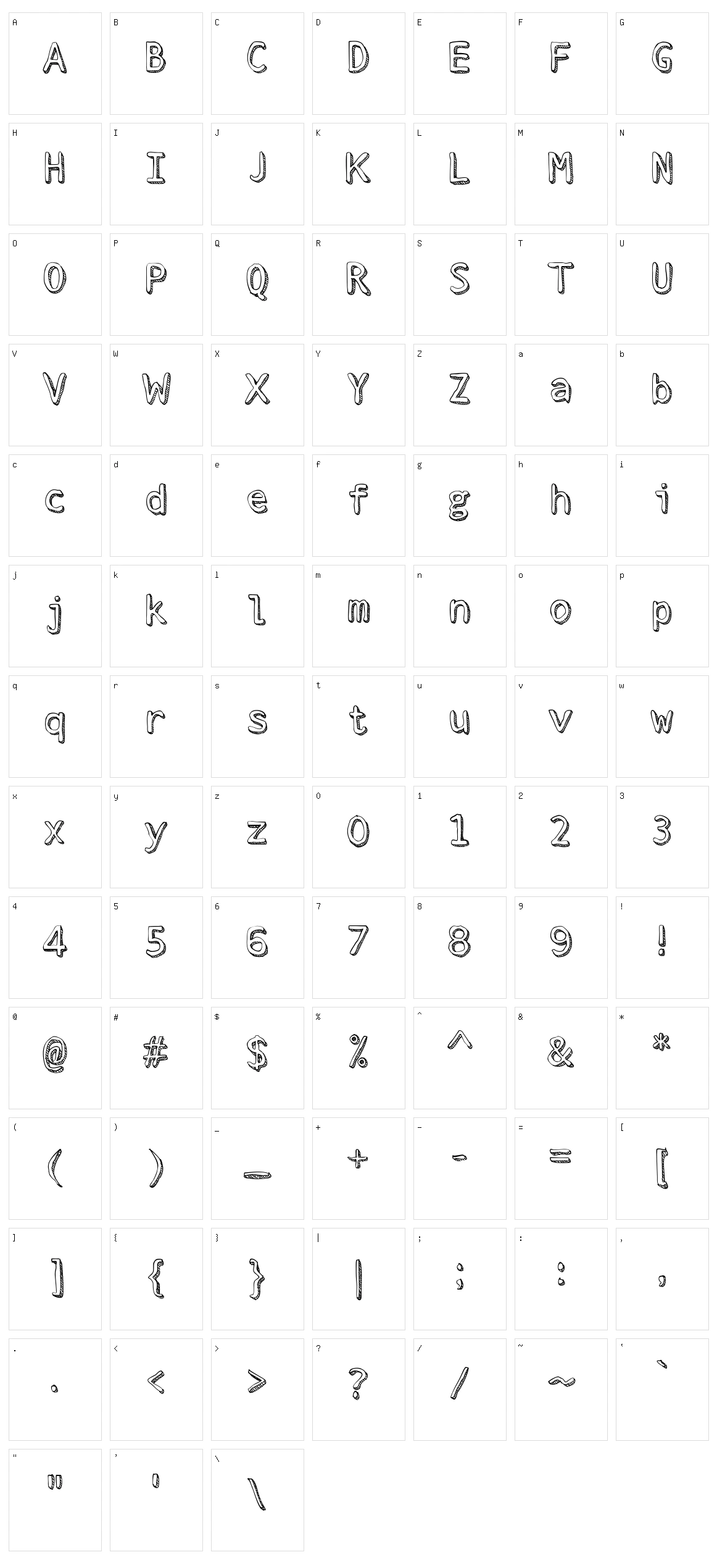 Stroke Dimension Character Set