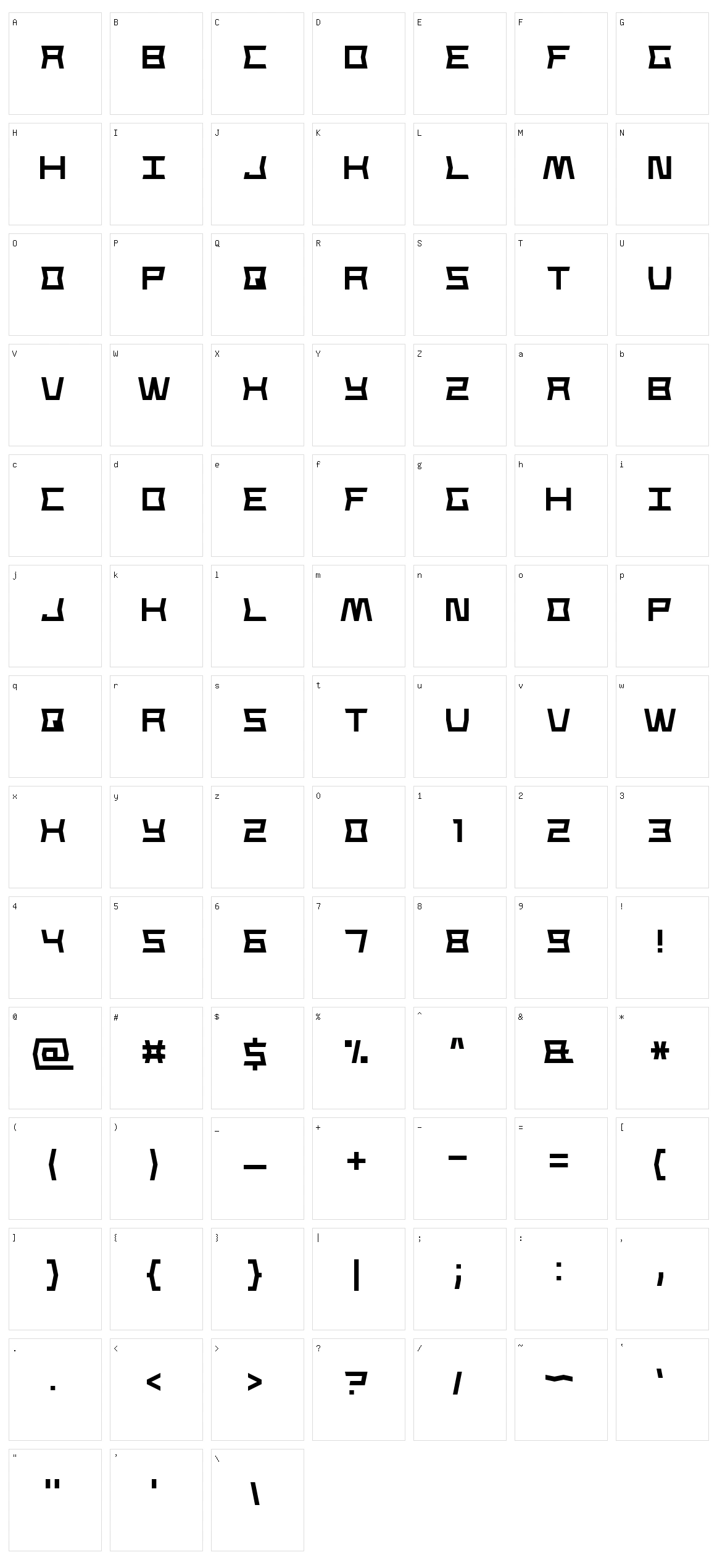Strong Line 7 Character Set