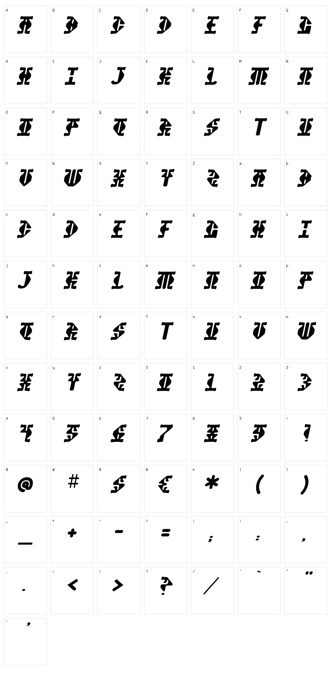 Stupefaction Character Set