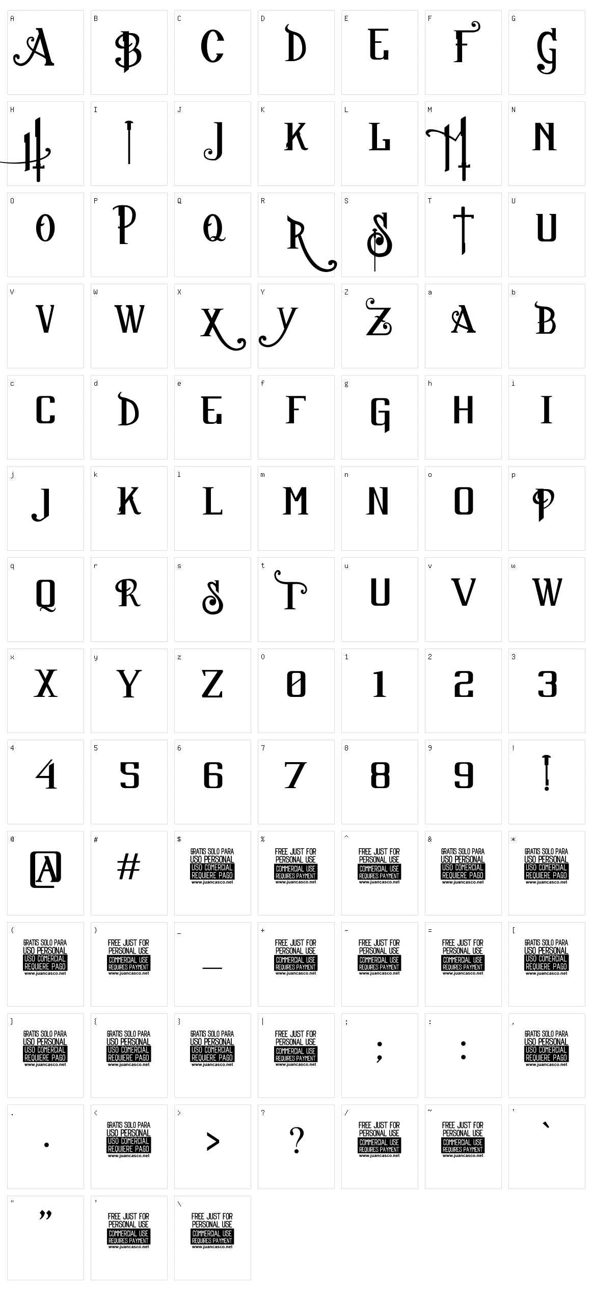 Sucker Font Character Set