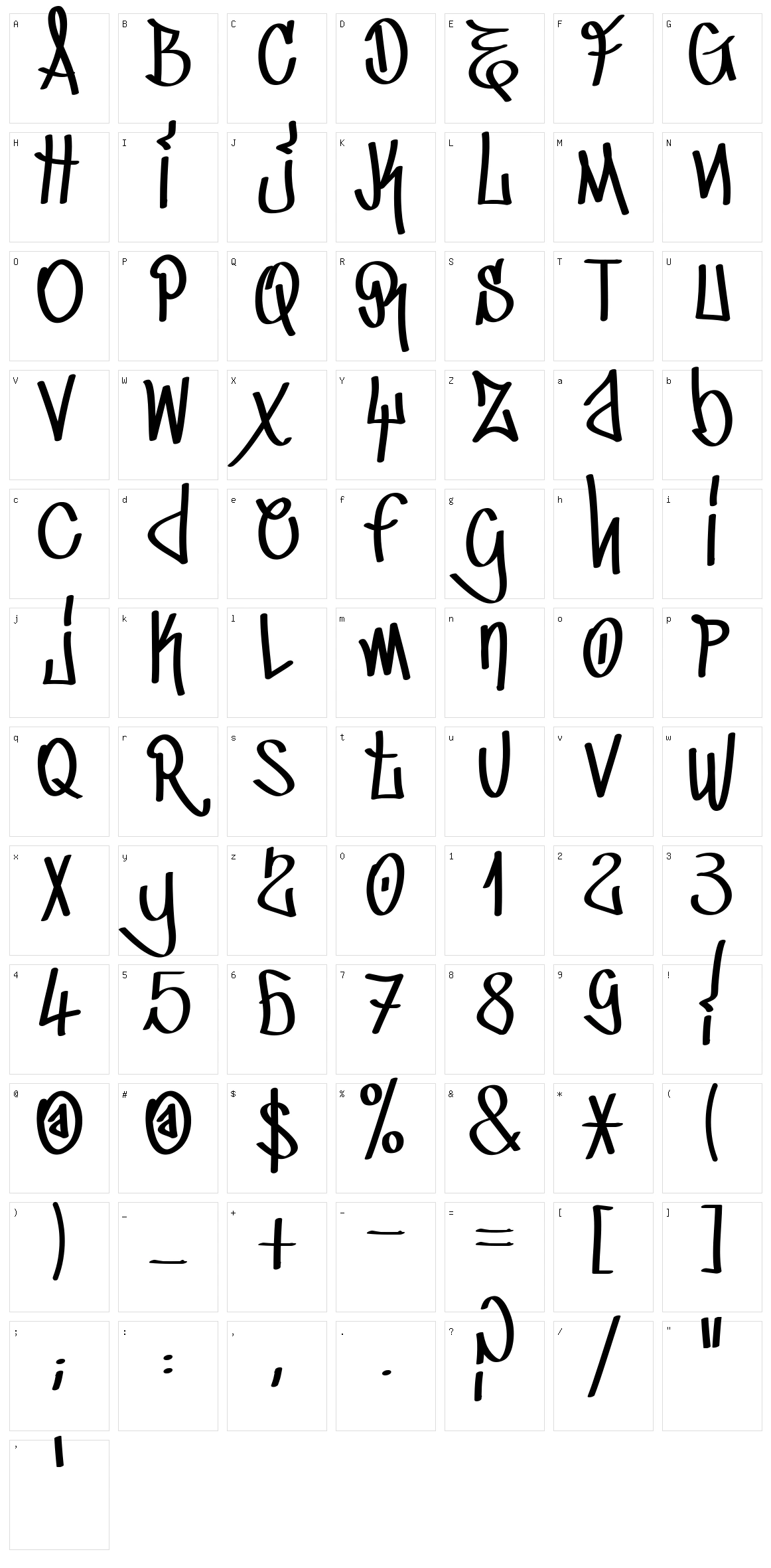 Tag Cre Character Set