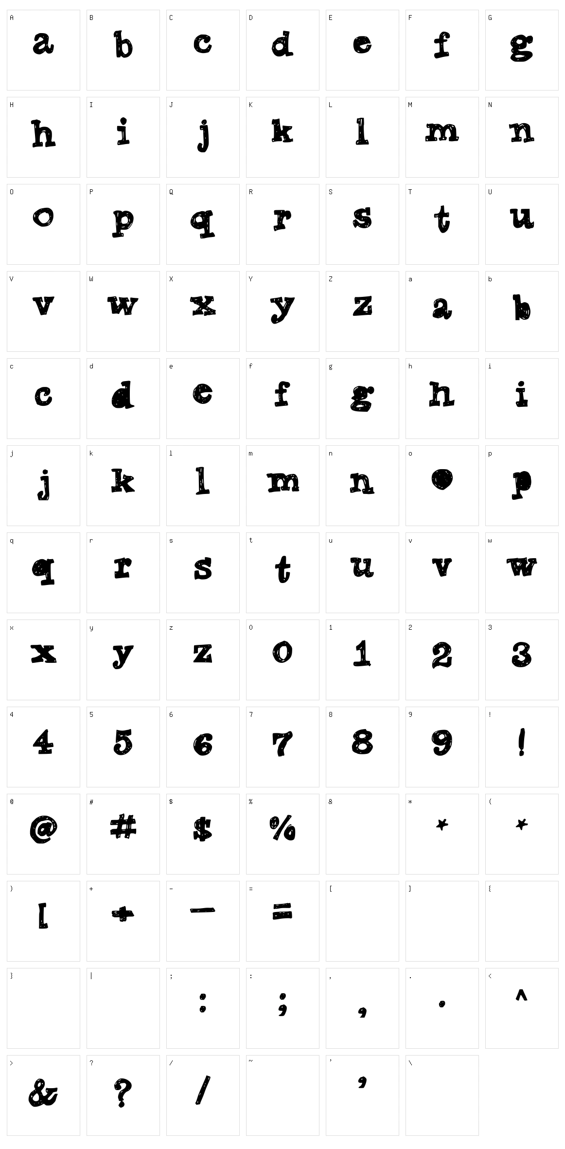 Tanyas Marker Character Set