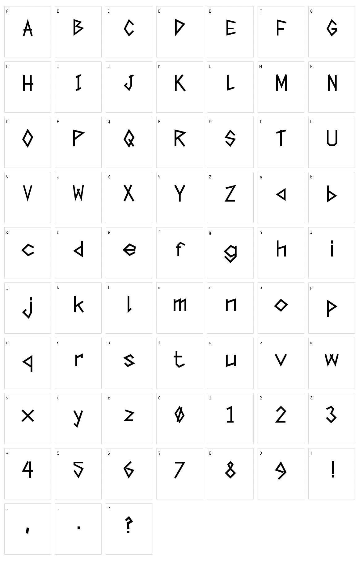 Tape The Font Character Set