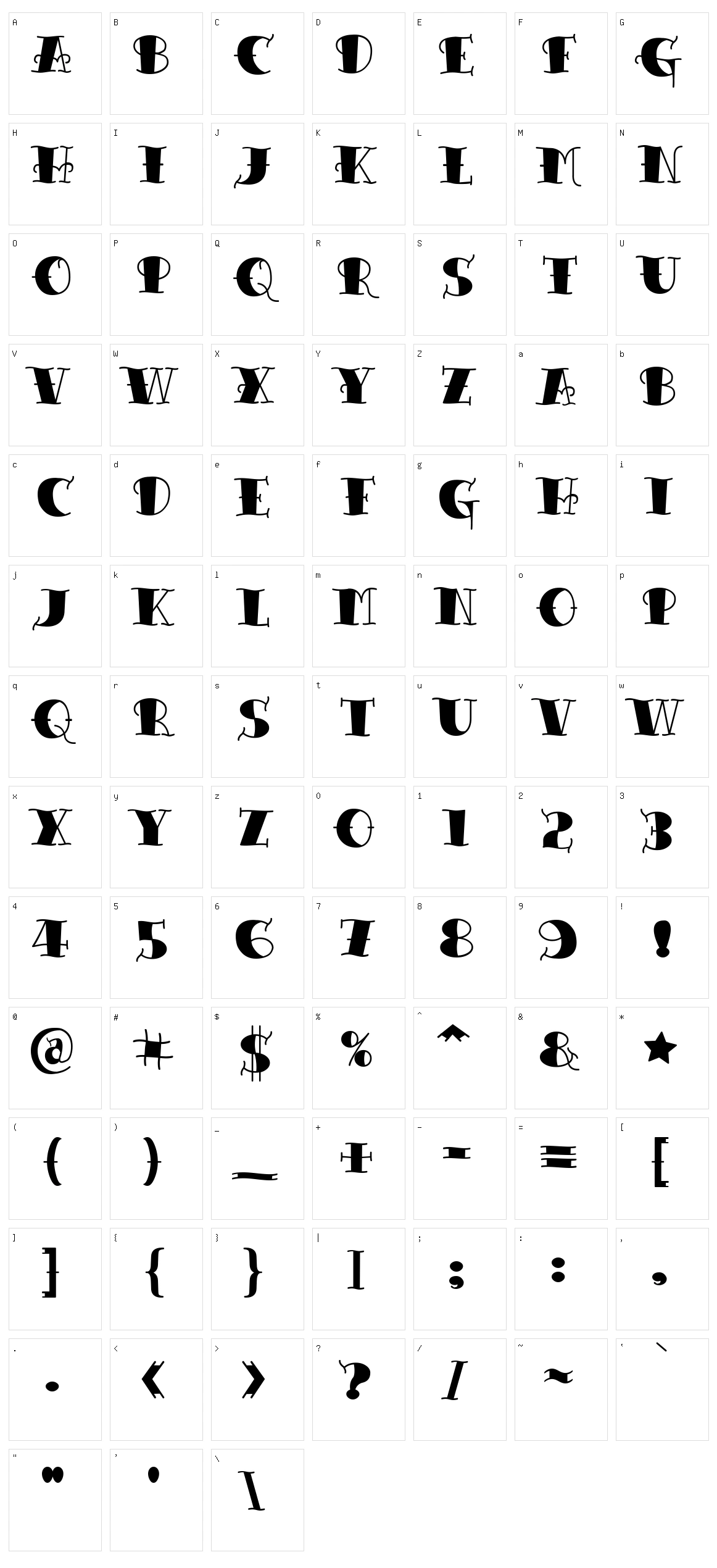 Tattoo Lettering Character Set