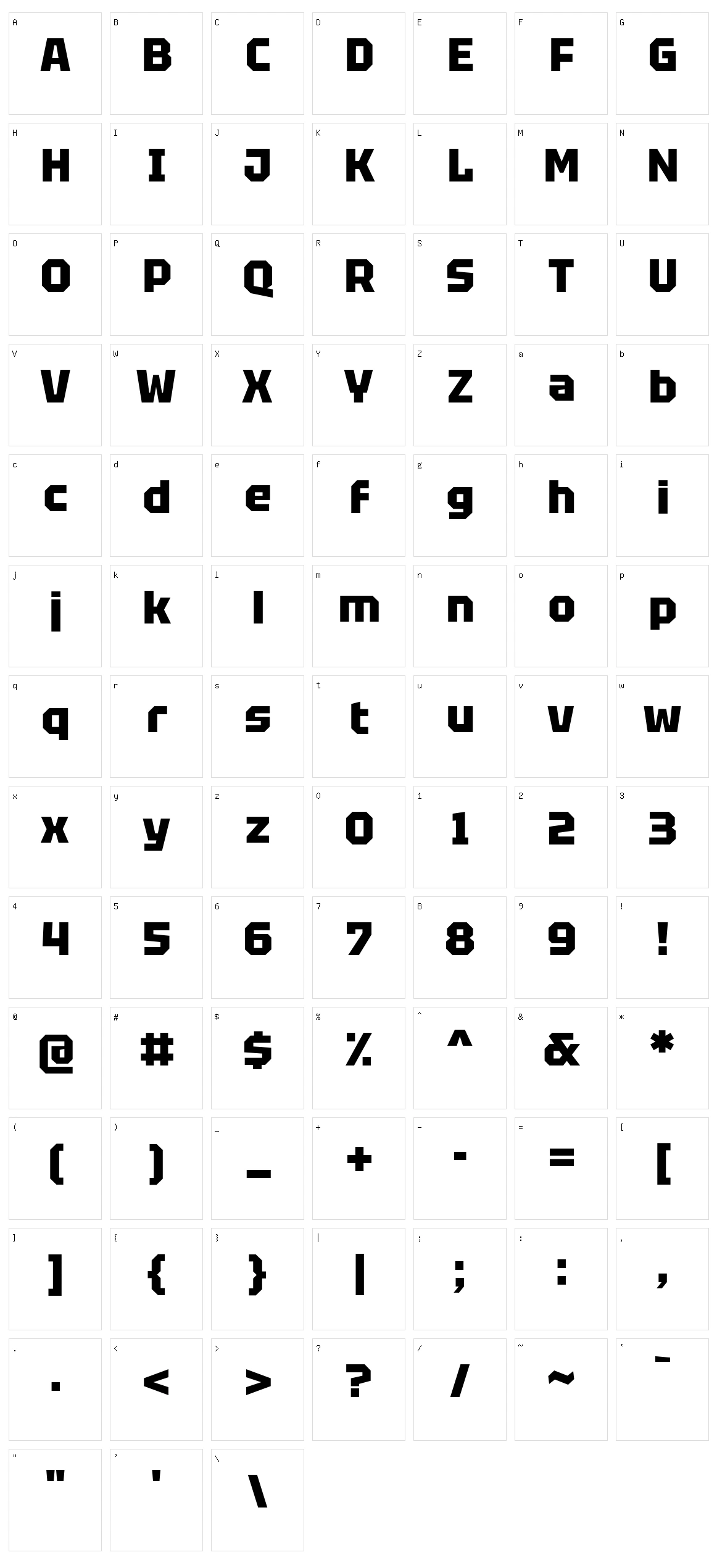 Tektur Character Set