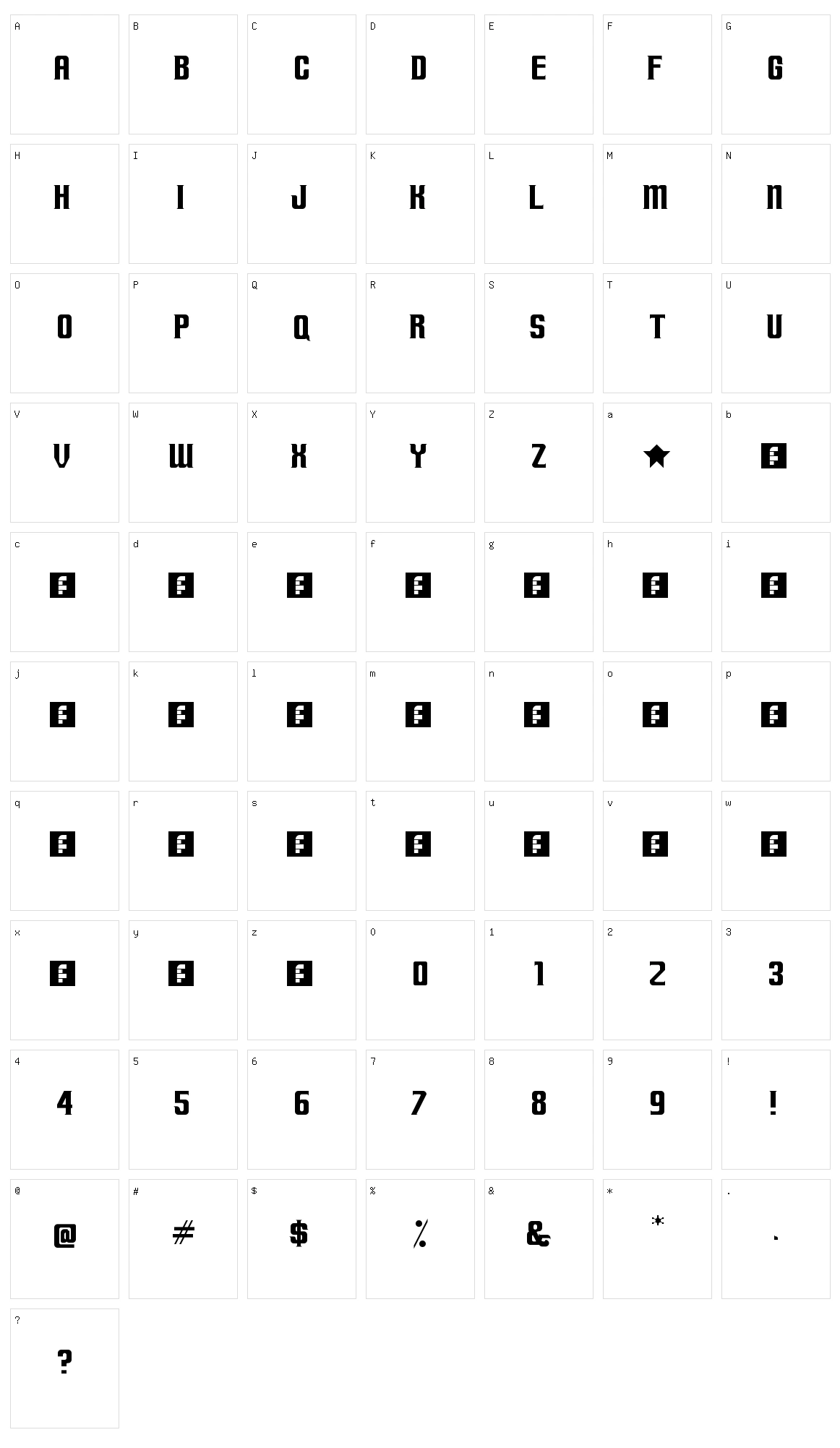 Terminally Chisseled Character Set