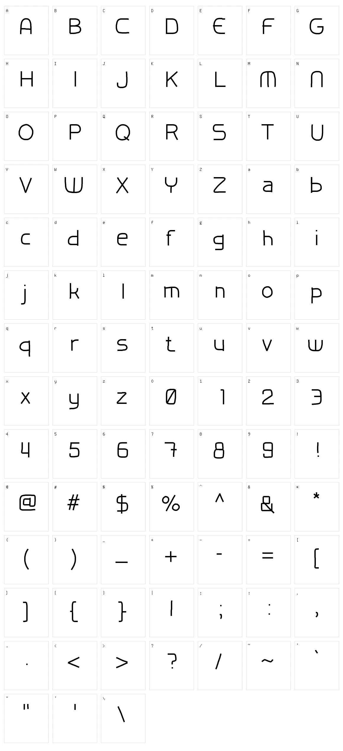 Test Font HF Character Set