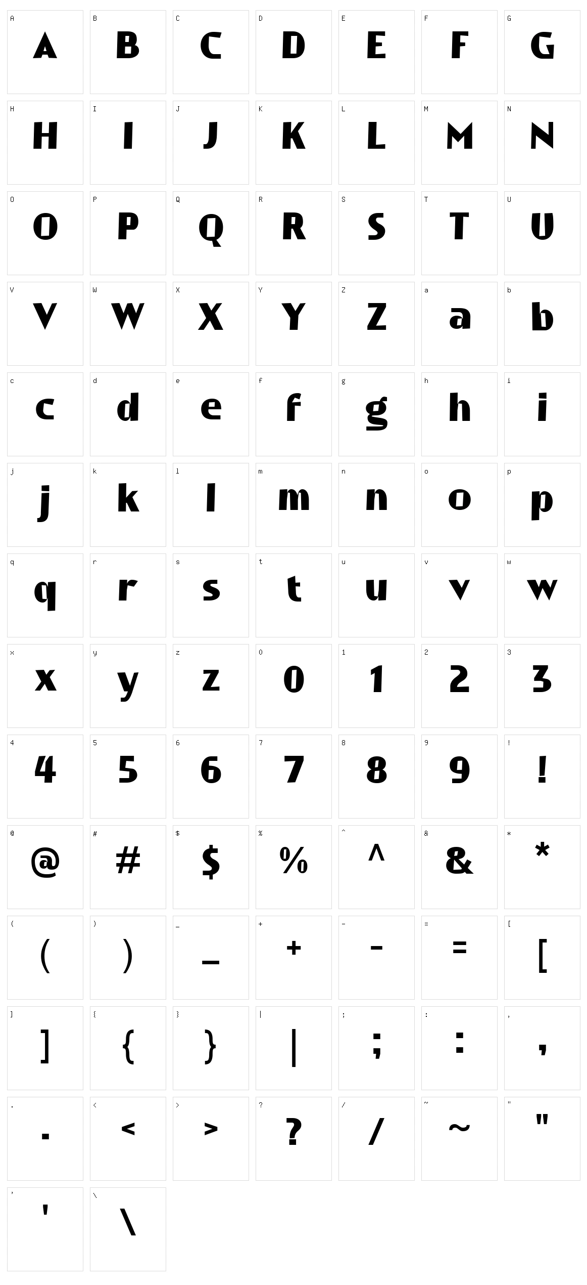 Thampines Character Set