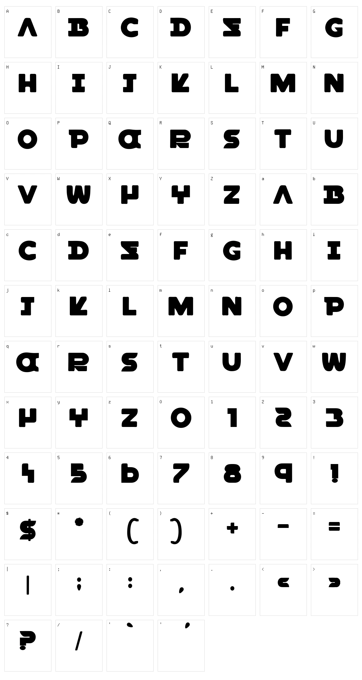 The 8th Dimension Character Set