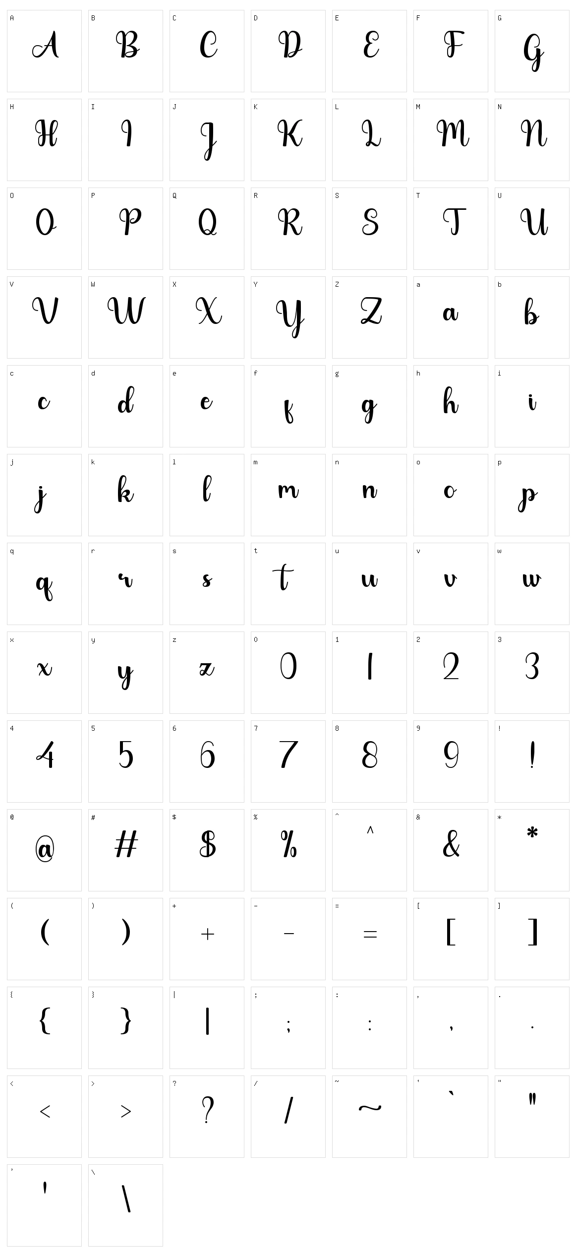 Bougaty Character Set