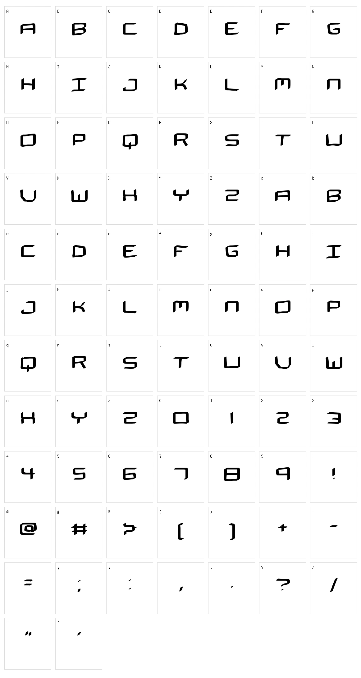 The Spaceman Character Set