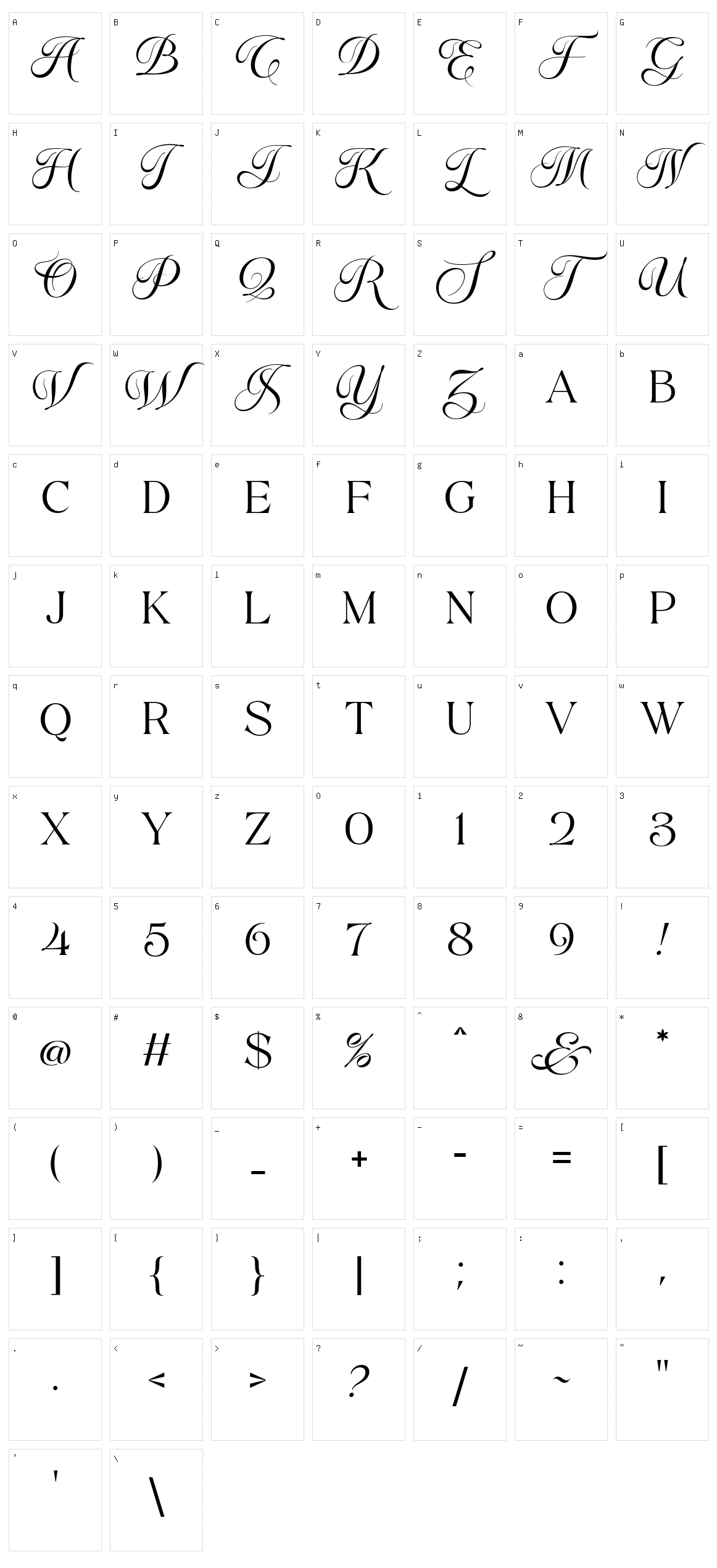 Theonory Character Set